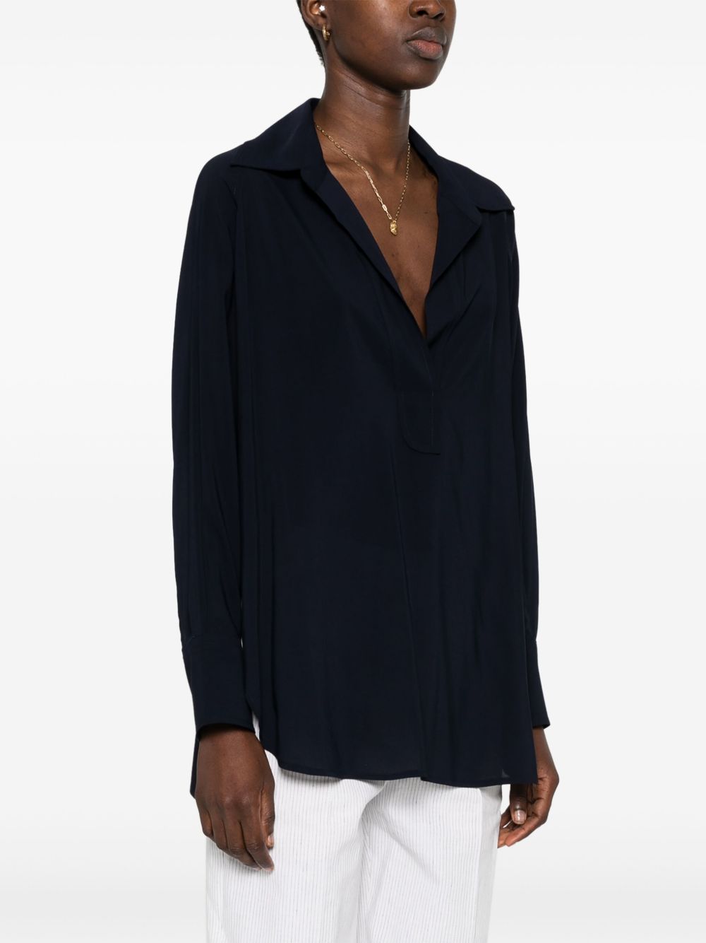 ALBERTO BIANI Georgette Blouse with Classic Collar and Long Sleeves