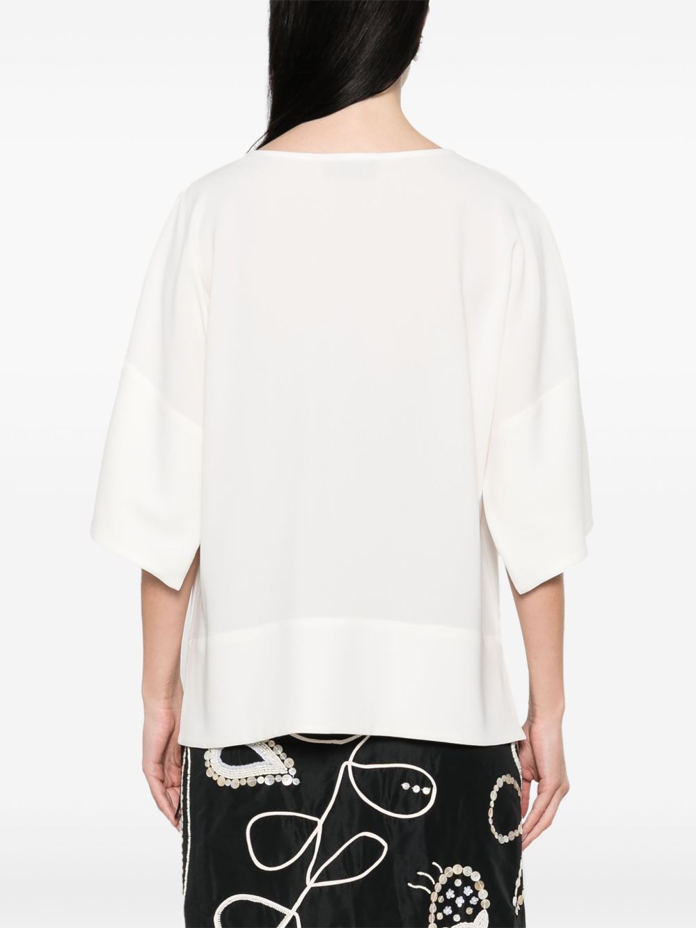 ALBERTO BIANI Drop Shoulder Blouse with Three-Quarter Sleeves