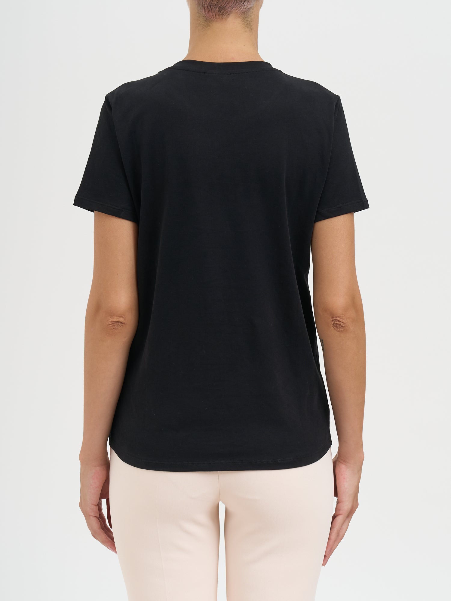 ELISABETTA FRANCHI Crew Neck Cotton T-Shirt - 66 cm Length for Size 40