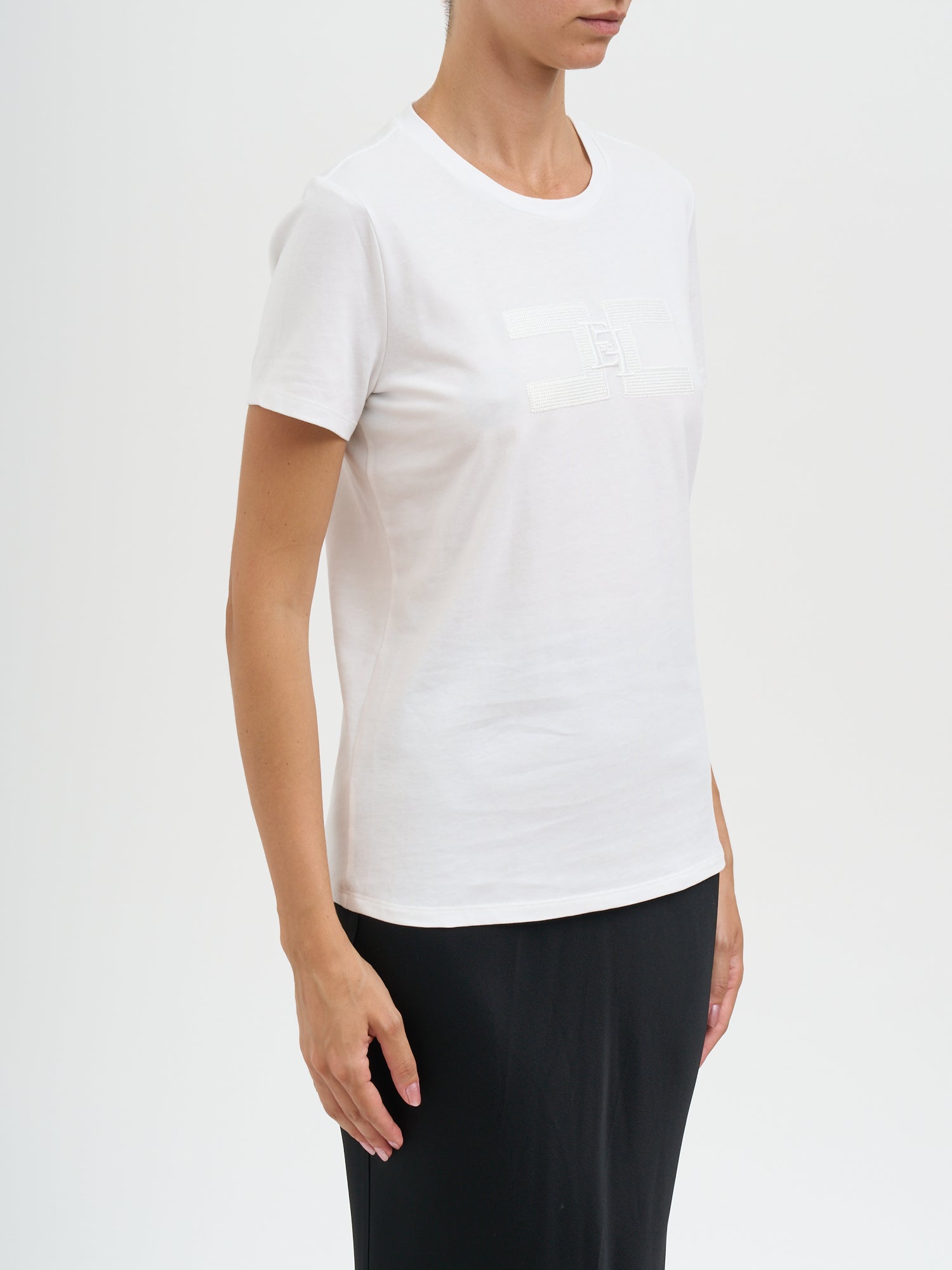 ELISABETTA FRANCHI Crew Neck Cotton T-Shirt - Size 40