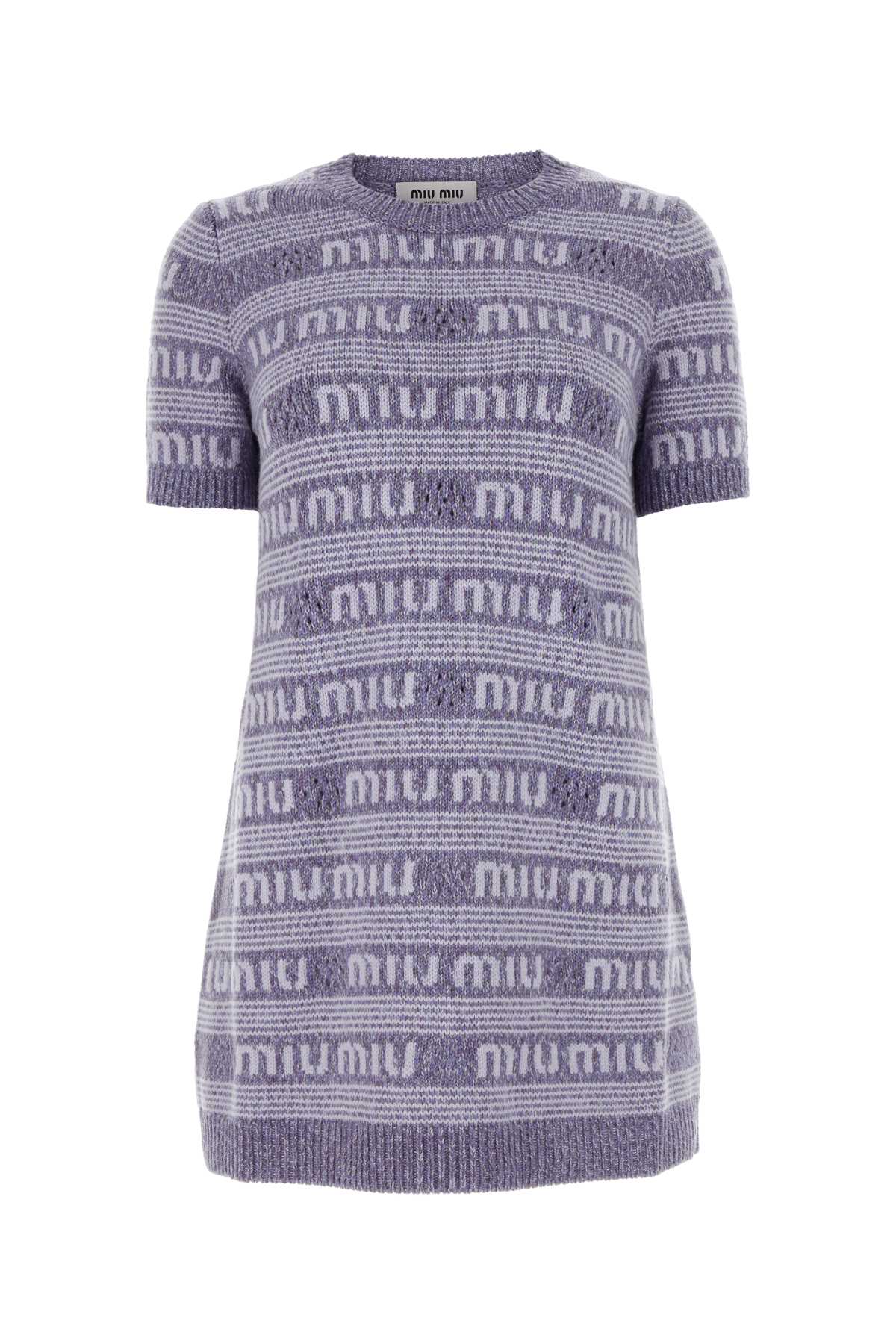 MIU MIU Embroidered Wool Blend Mini Sweater Dress for Women