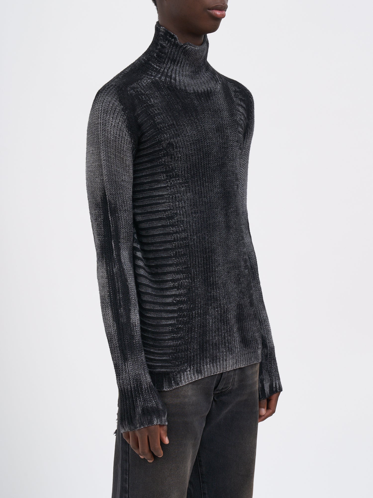 MD75 High Neck Ribbed Sweater - Size M