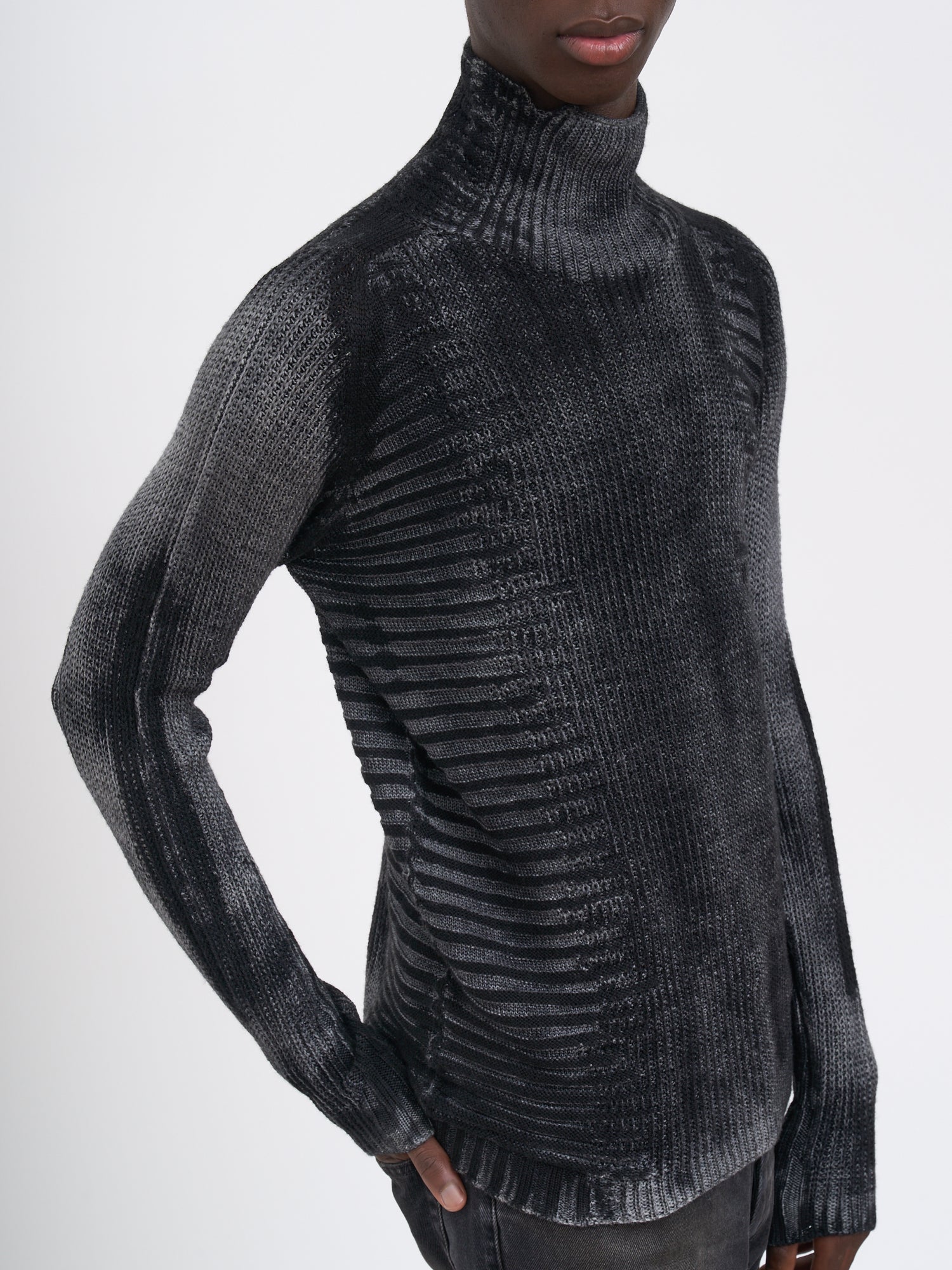 MD75 High Neck Ribbed Sweater - Size M