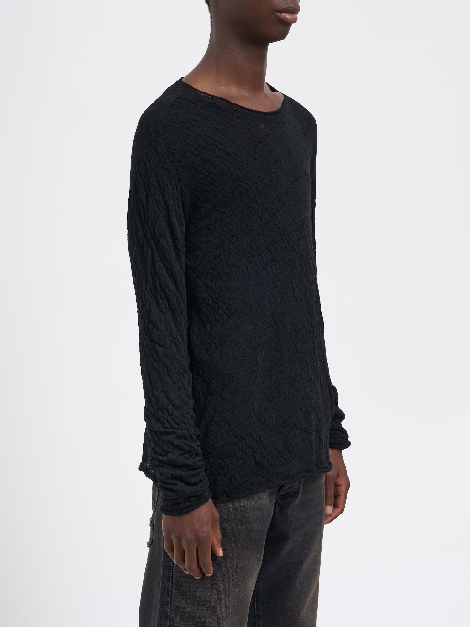 MD75 Men's Double Wool Knit Crewneck Sweater (Size M)