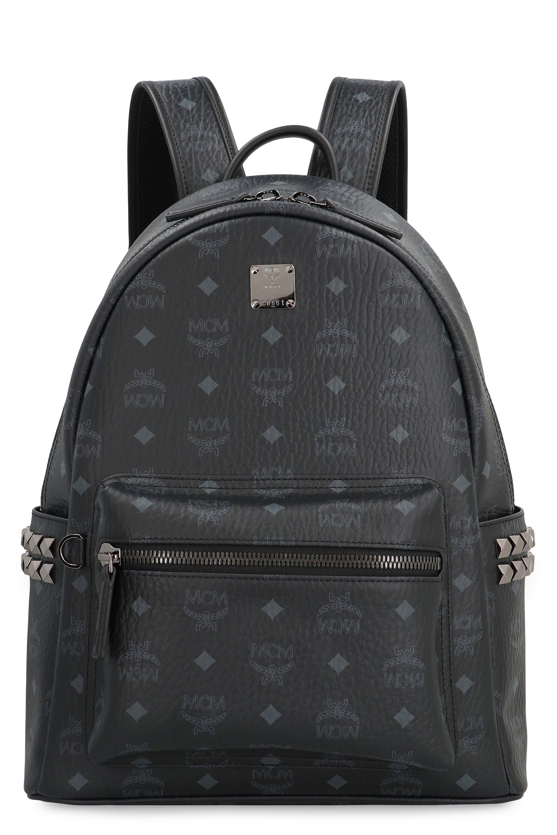 MCM Monogram Print Stark Side Studs Mini Backpack