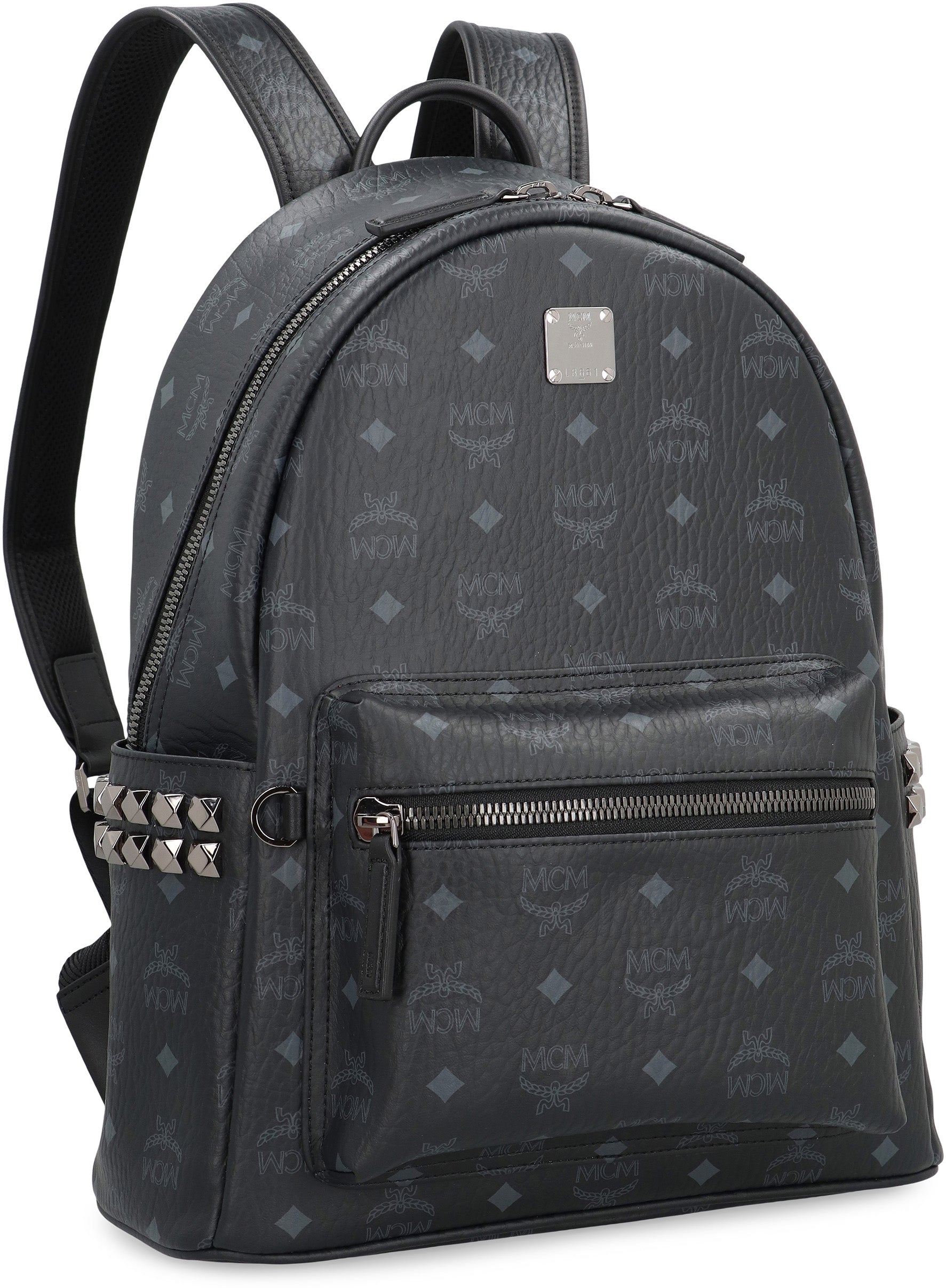 MCM Monogram Print Stark Side Studs Mini Backpack