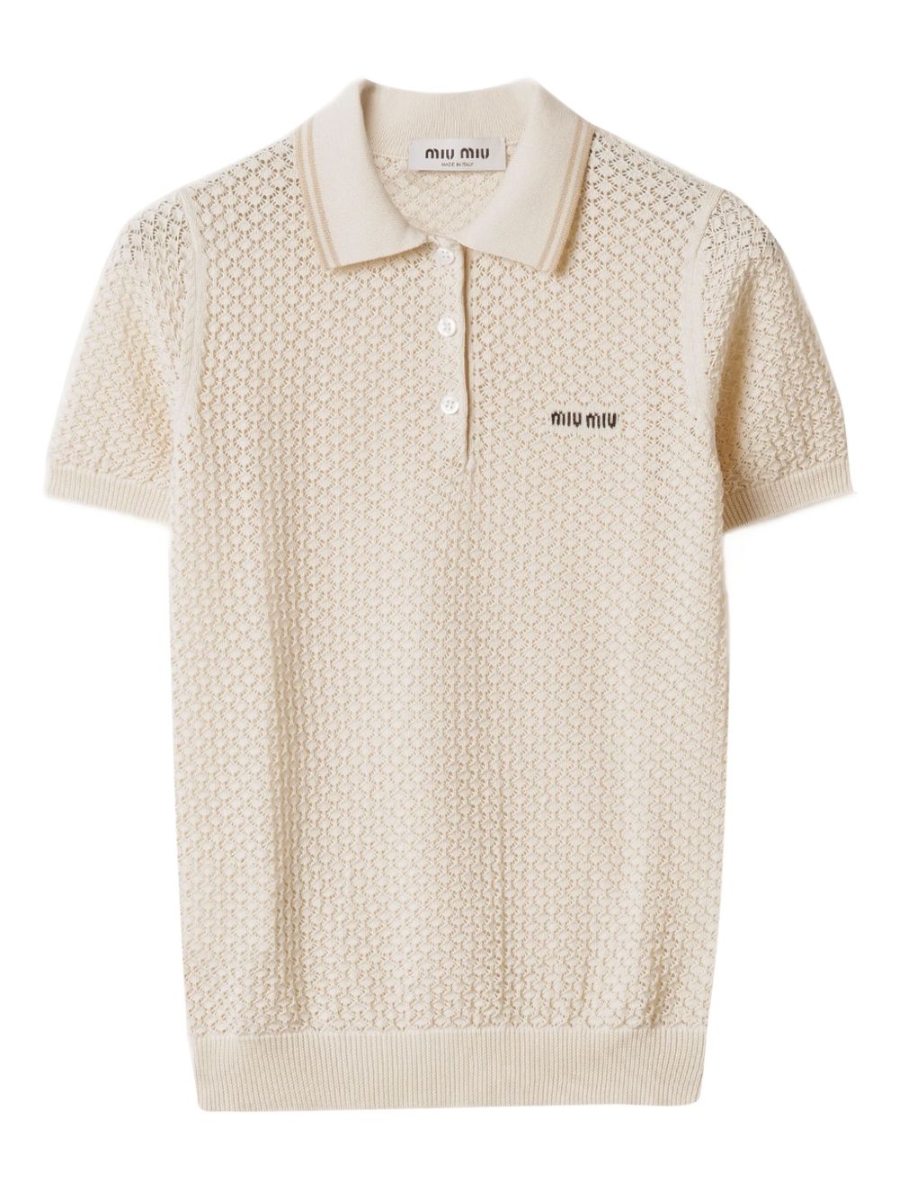 MIU MIU Natural Lace Knit Polo for Women