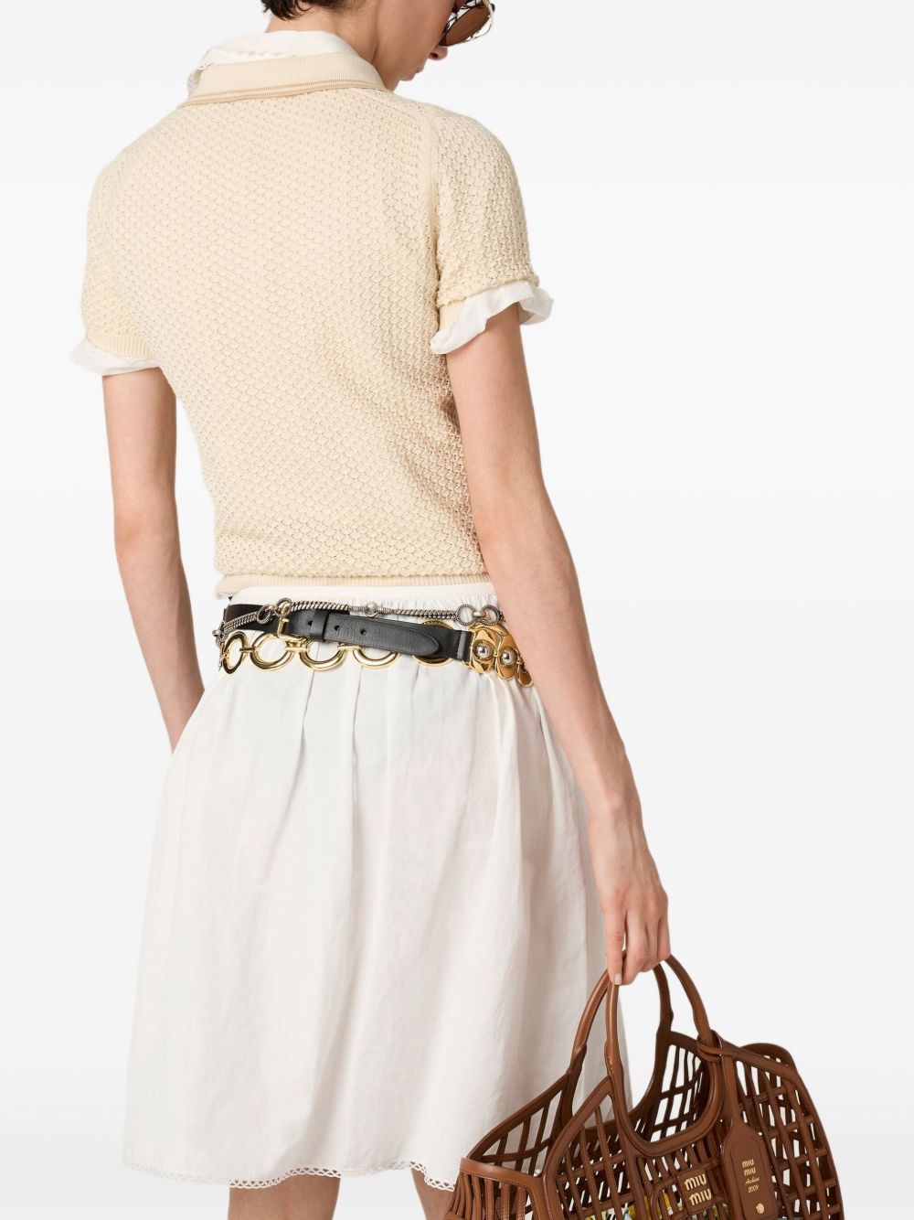 MIU MIU Natural Lace Knit Polo for Women