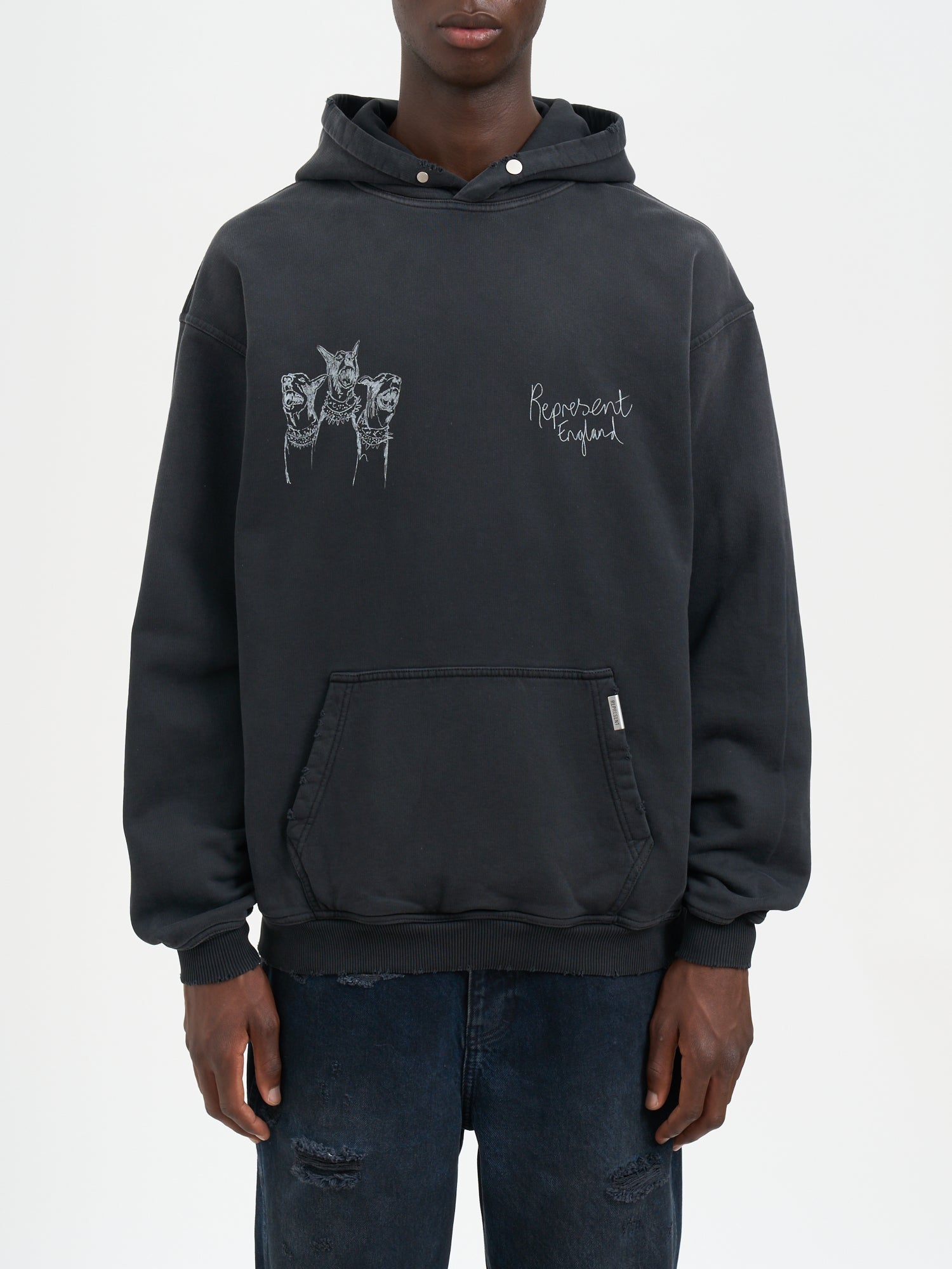 REPRESENT Oversized Hand Draw Thoroughbred Hooded Sweatshirt - Size M