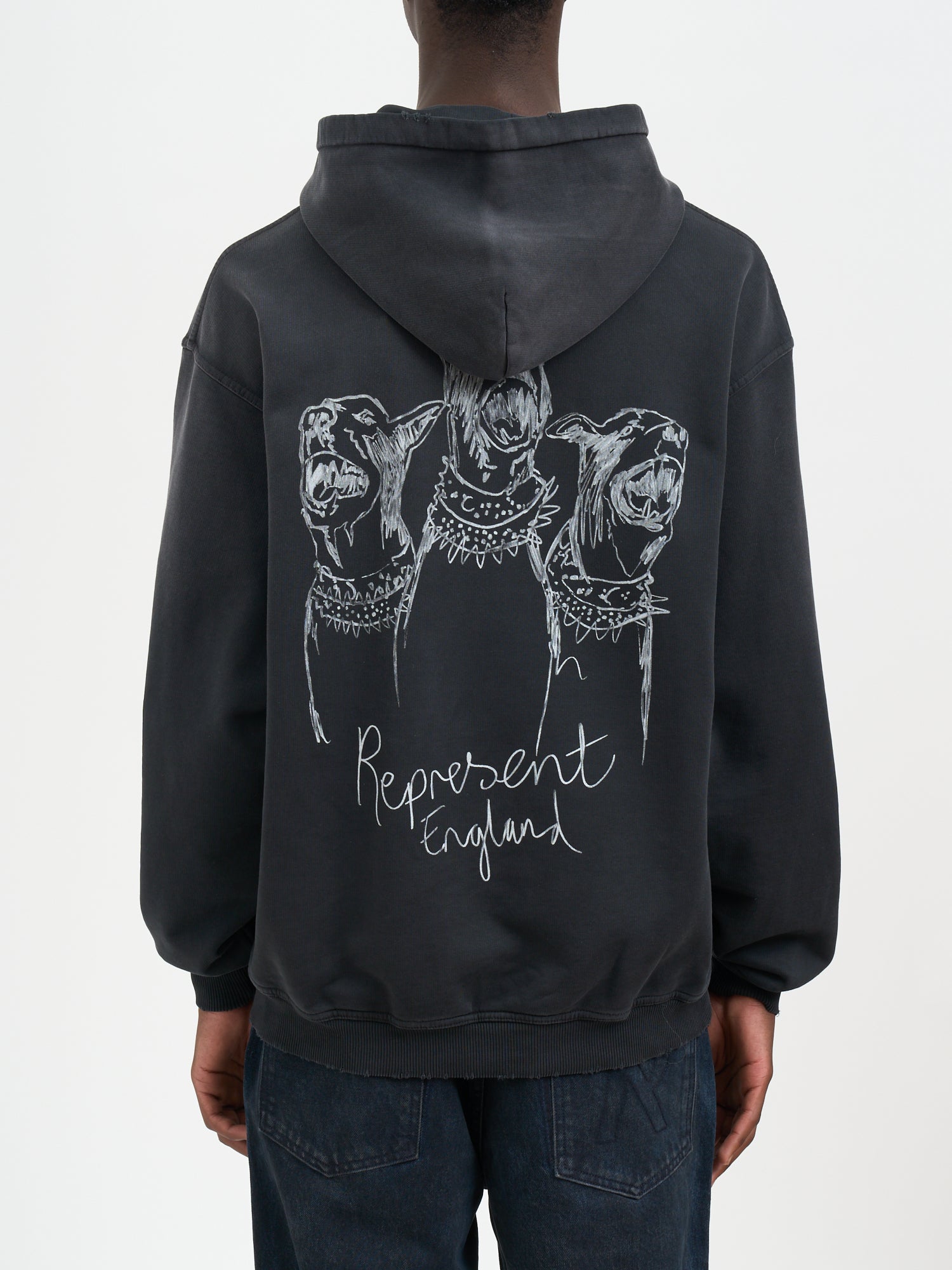 REPRESENT Oversized Hand Draw Thoroughbred Hooded Sweatshirt - Size M