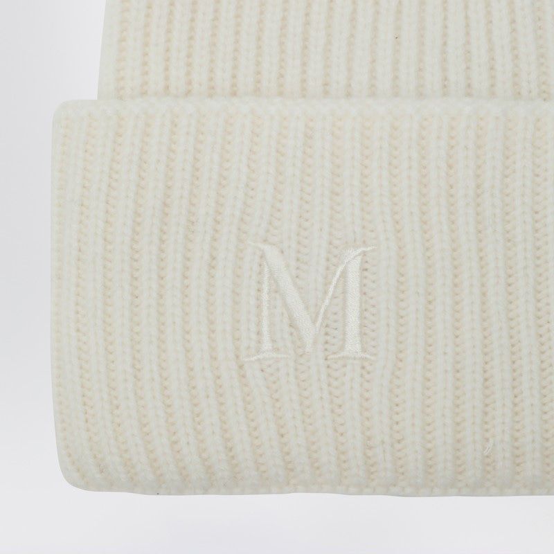 MAX MARA Cashmere Beanie with Ribbed Knit and Front Logo - One Size