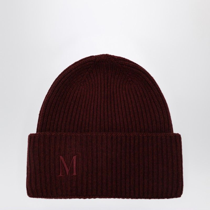 MAX MARA Cashmere Beanie with Ribbed Knit and Logo