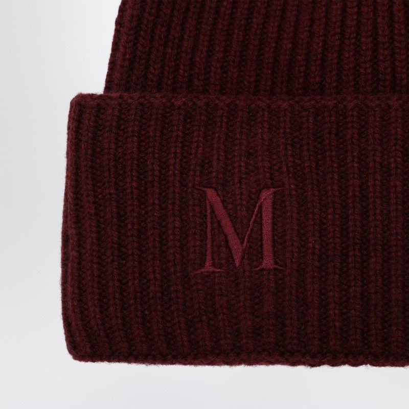 MAX MARA Cashmere Beanie with Ribbed Knit and Logo