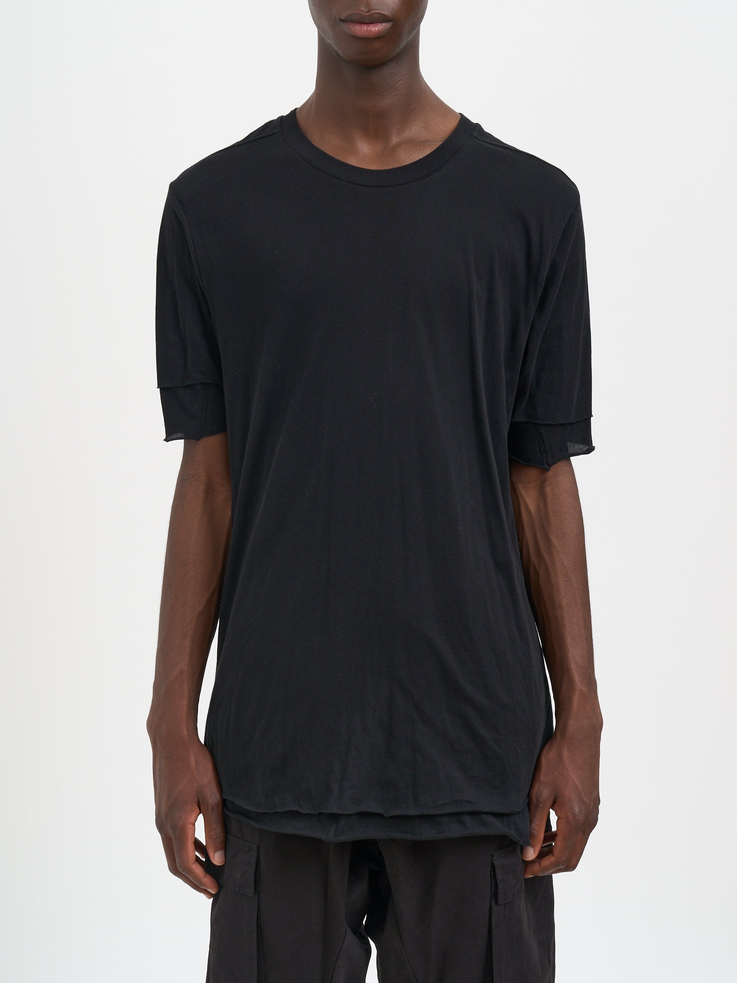 THOM KROM Slim Fit Crew Neck T-Shirt with Raw Hem