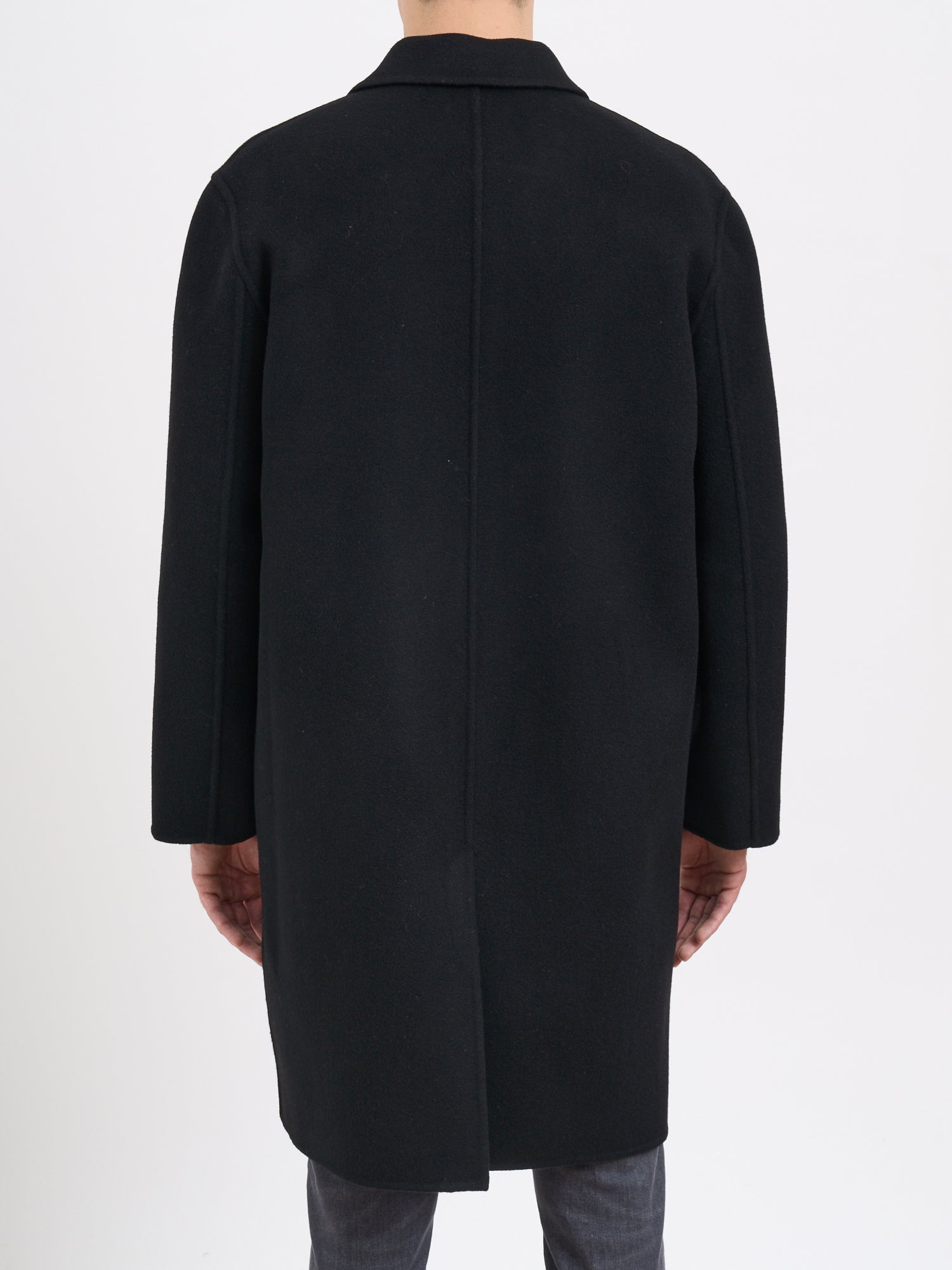 PAOLO PECORA Long Wool Jacket with Rear Slit - Size 48