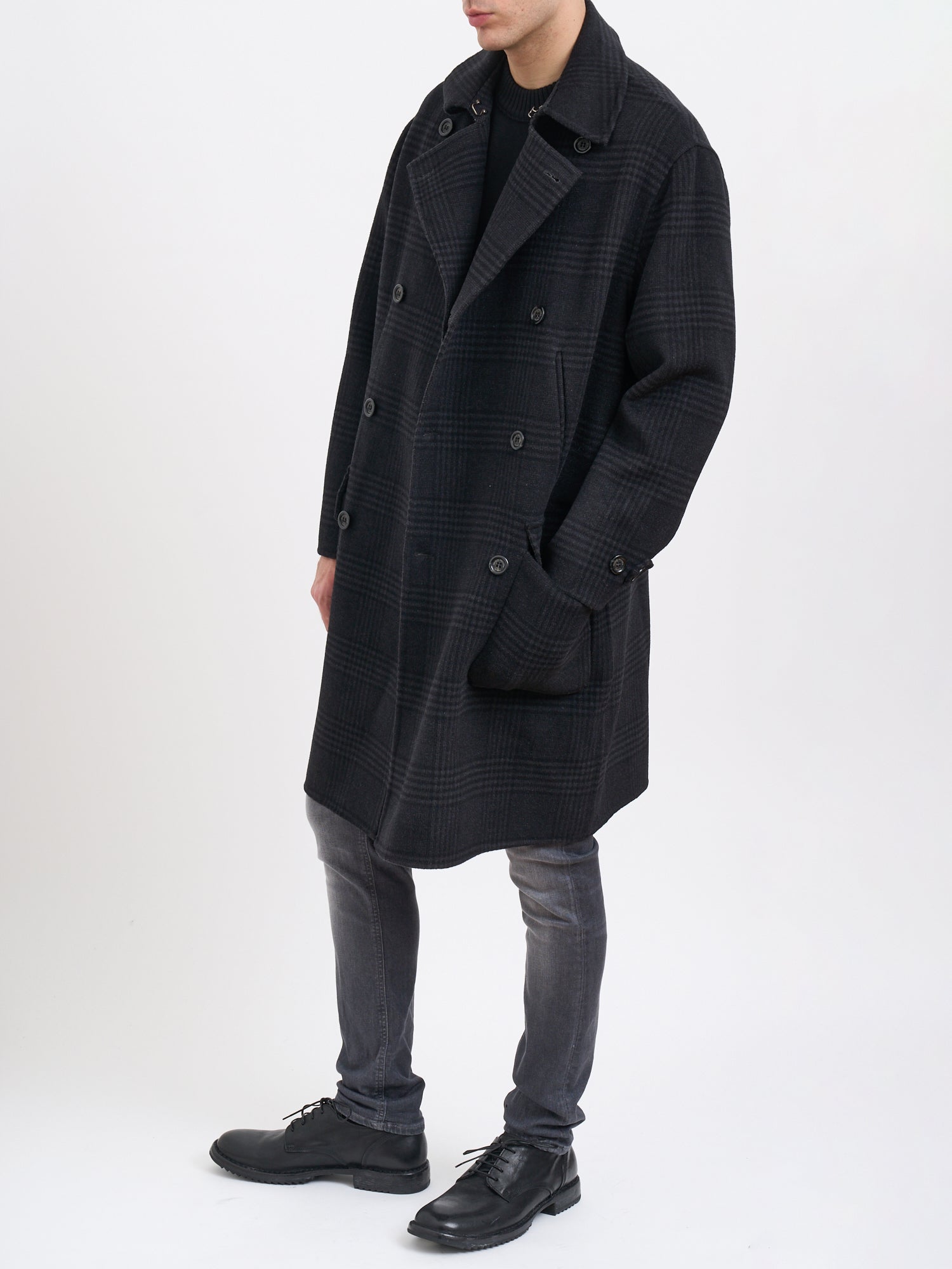 PAOLO PECORA Double-Breasted Wool Jacket - Size 48