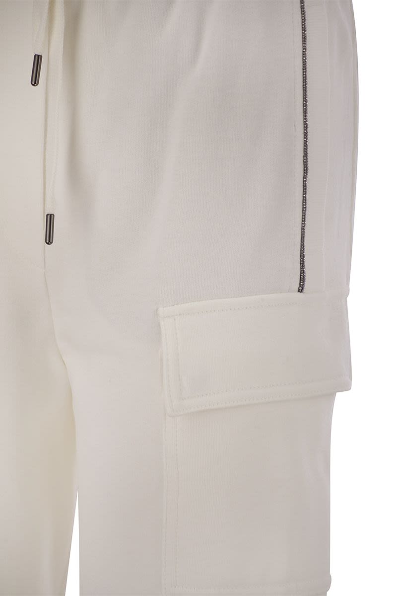 BRUNELLO CUCINELLI Smooth Cotton Fleece Cargo Pants - Women's Pull-Up Design