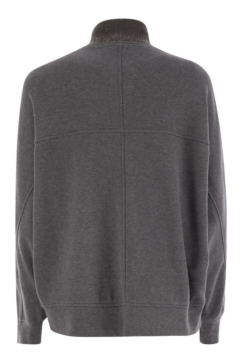 BRUNELLO CUCINELLI Smooth Cotton Fleece Topwear with Ribbed Collar