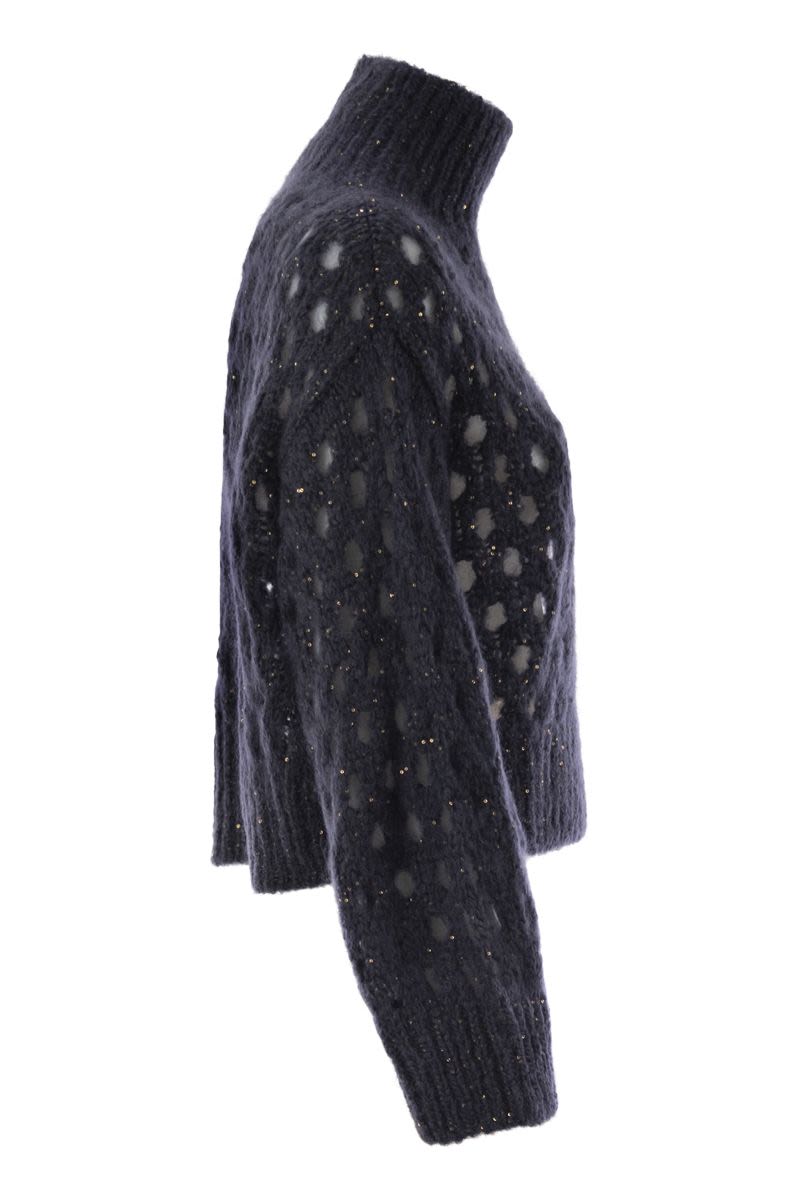 BRUNELLO CUCINELLI Dazzling Net Turtleneck Sweater - Women's