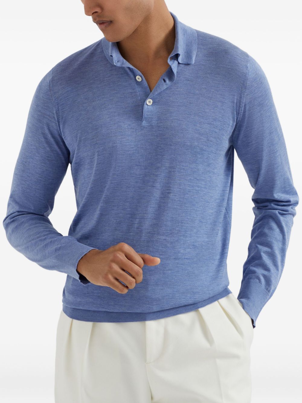 BRUNELLO CUCINELLI Men's Polo Sweater with Button Front