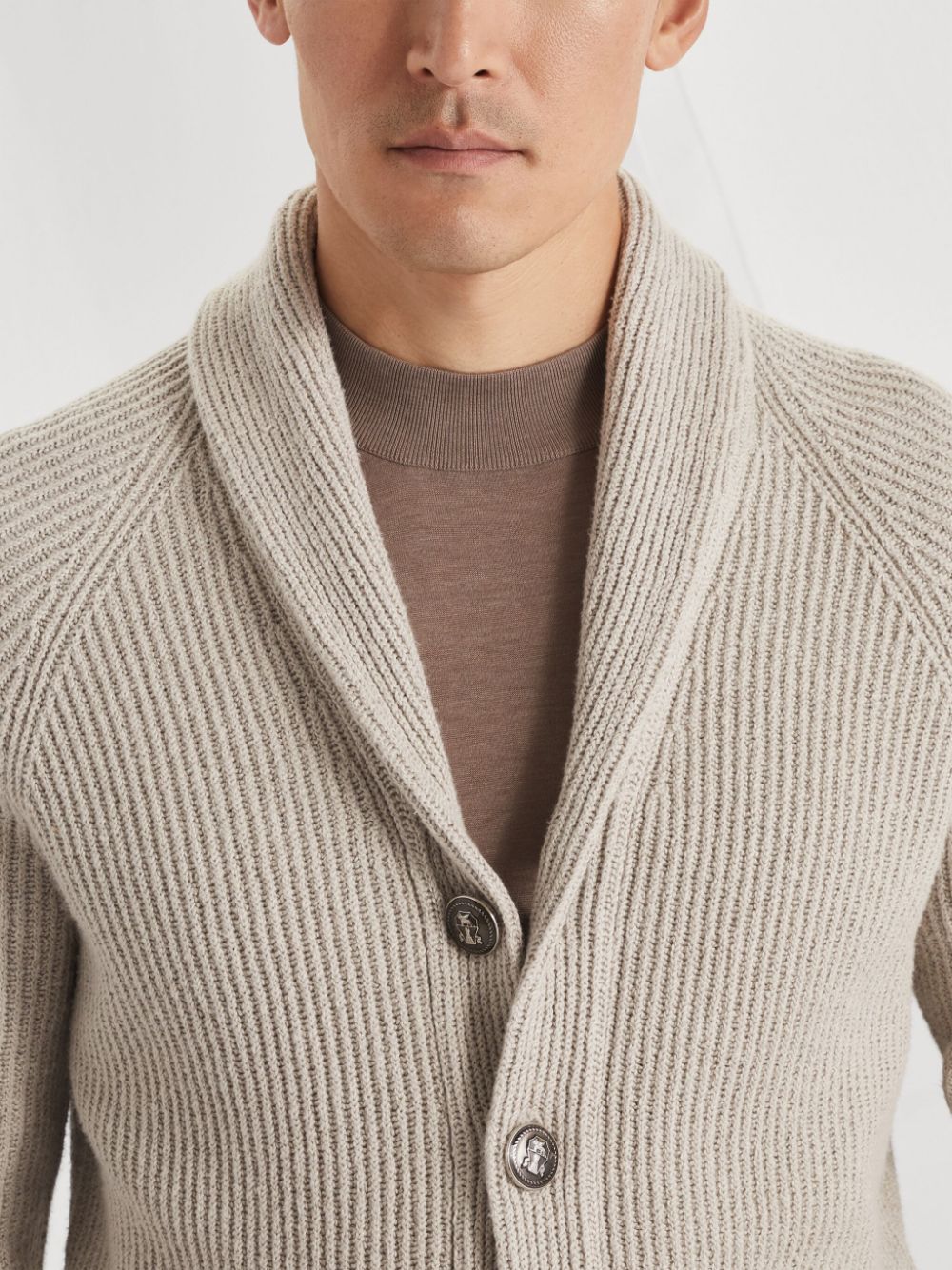 BRUNELLO CUCINELLI Buttoned Cotton Rib Cardigan for Men - Classic Style