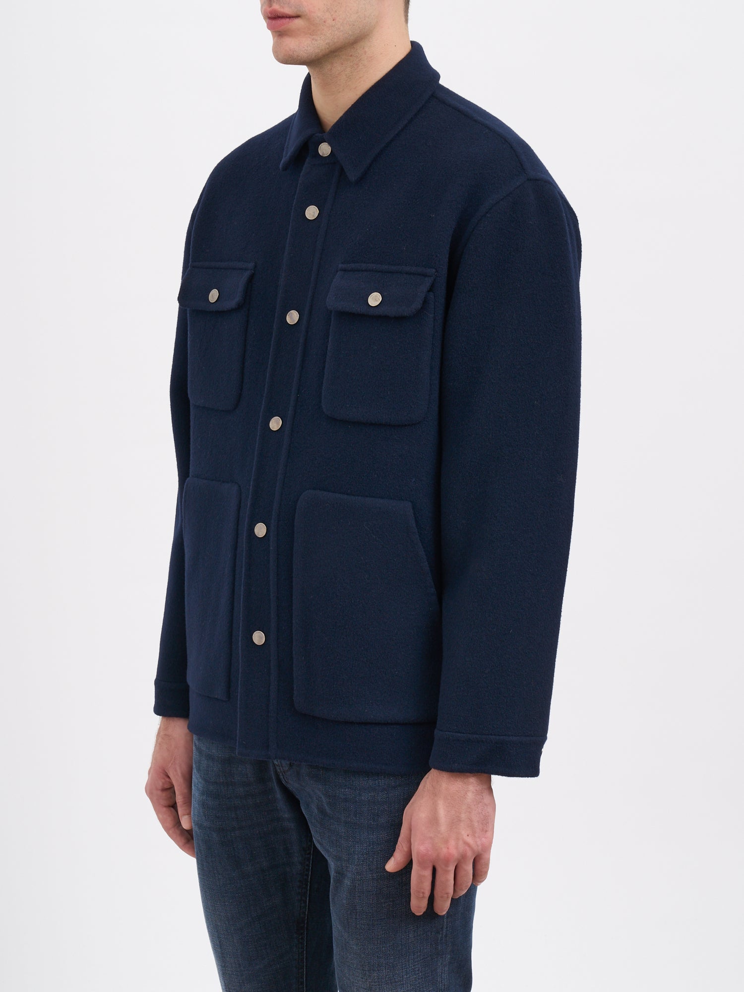 PAOLO PECORA Men's Wool Shirt Jacket - Size 48