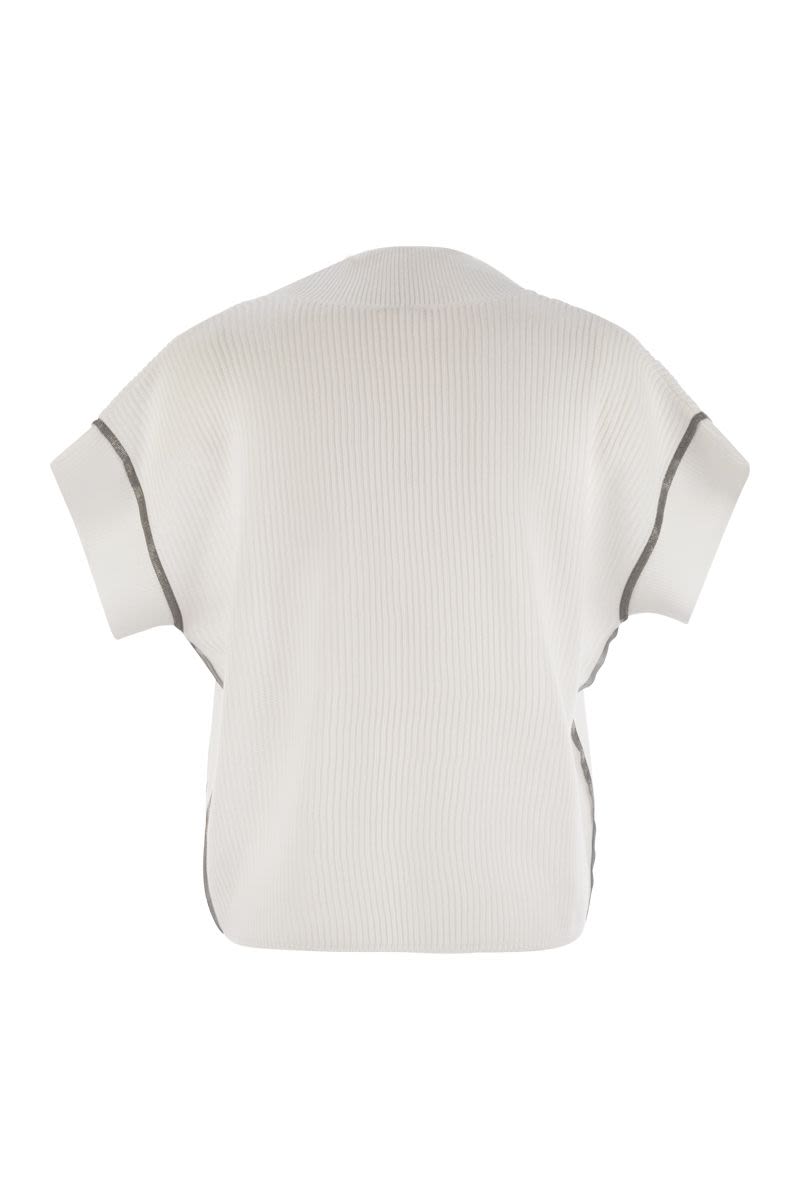 BRUNELLO CUCINELLI Short Sleeve V-Neck Sweater