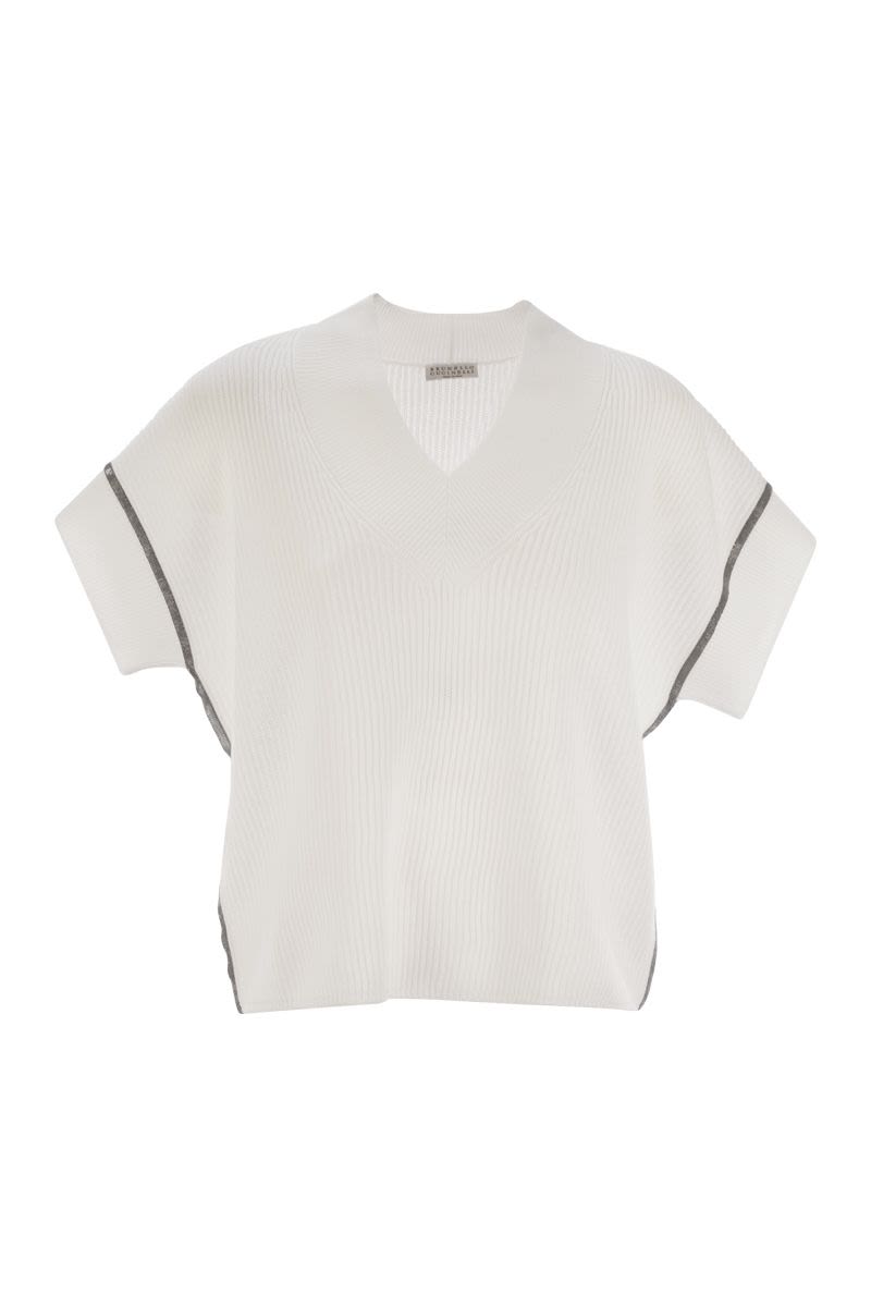 BRUNELLO CUCINELLI Short Sleeve V-Neck Sweater