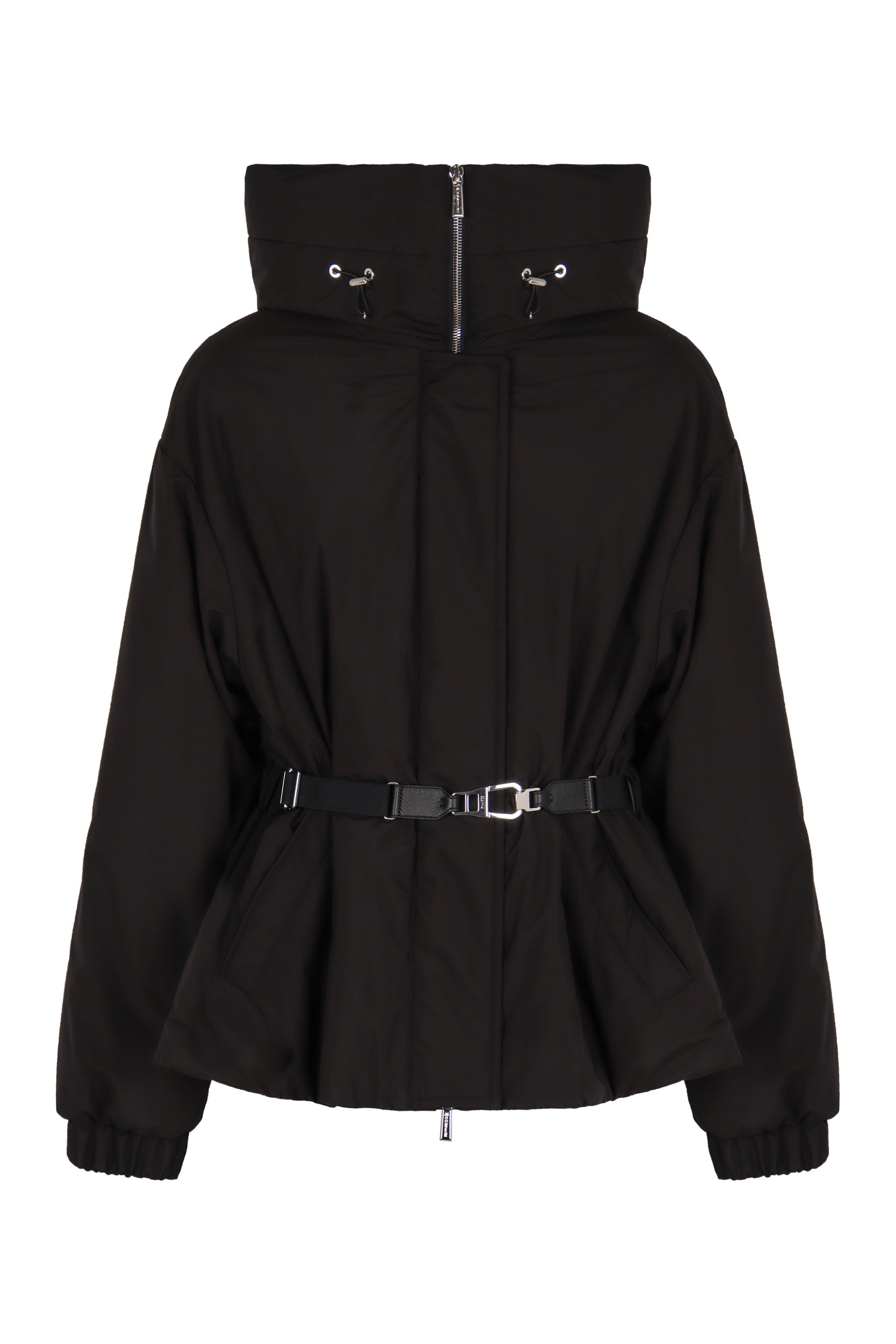 MOORER Adjustable Waist Hooded Down Jacket for Women