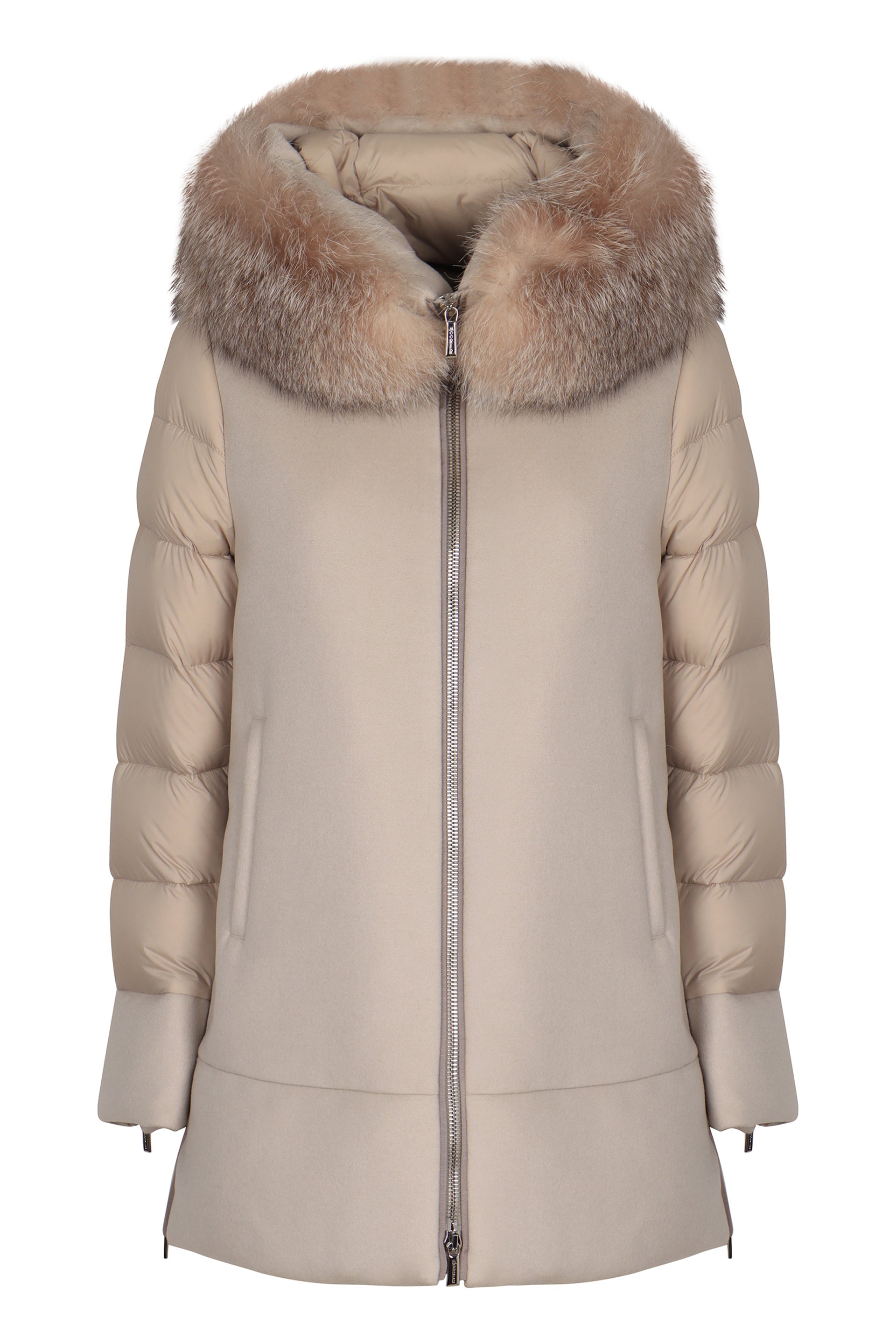 MOORER Women's Mini Down Jacket with Removable Hood