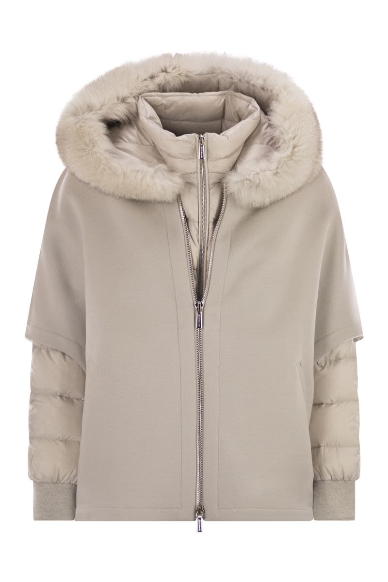 MOORER Versatile Mini Cape with Detachable Hooded Down Jacket