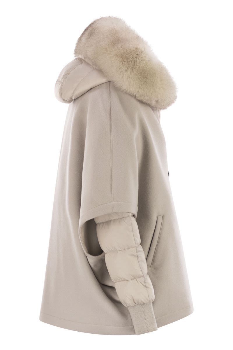 MOORER Versatile Mini Cape with Detachable Hooded Down Jacket