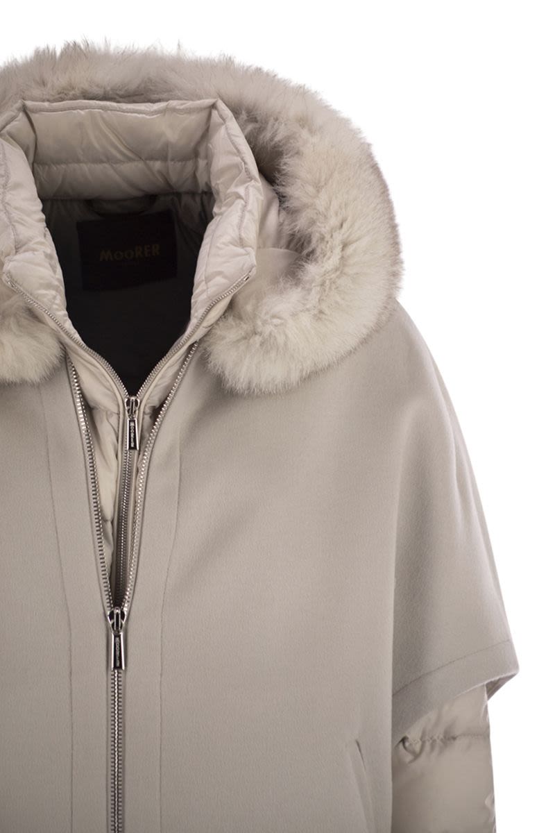 MOORER Versatile Mini Cape with Detachable Hooded Down Jacket