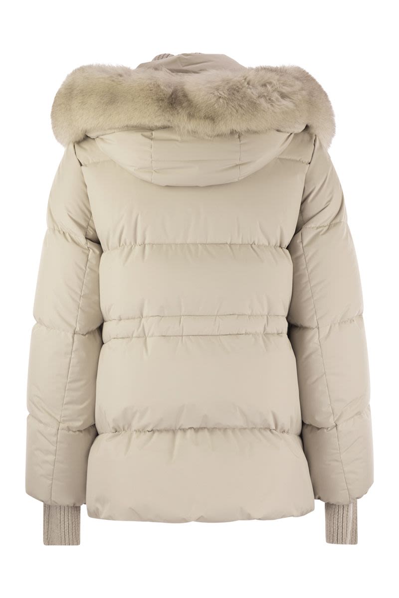 MOORER Mini Short Down Jacket with Hood and Fur