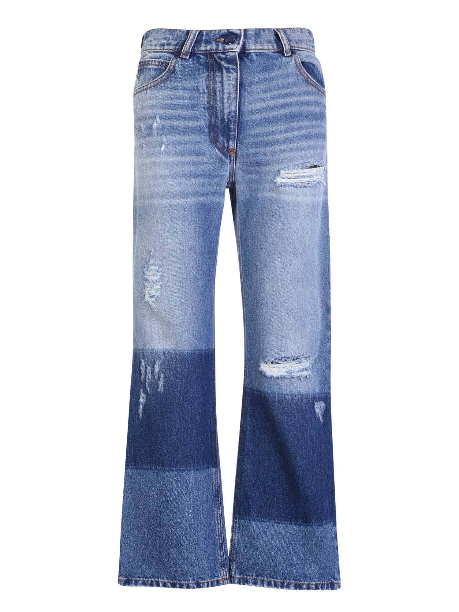 MONCLER GENIUS Women’s Flared Ripped Jeans - Contemporary Urban Style