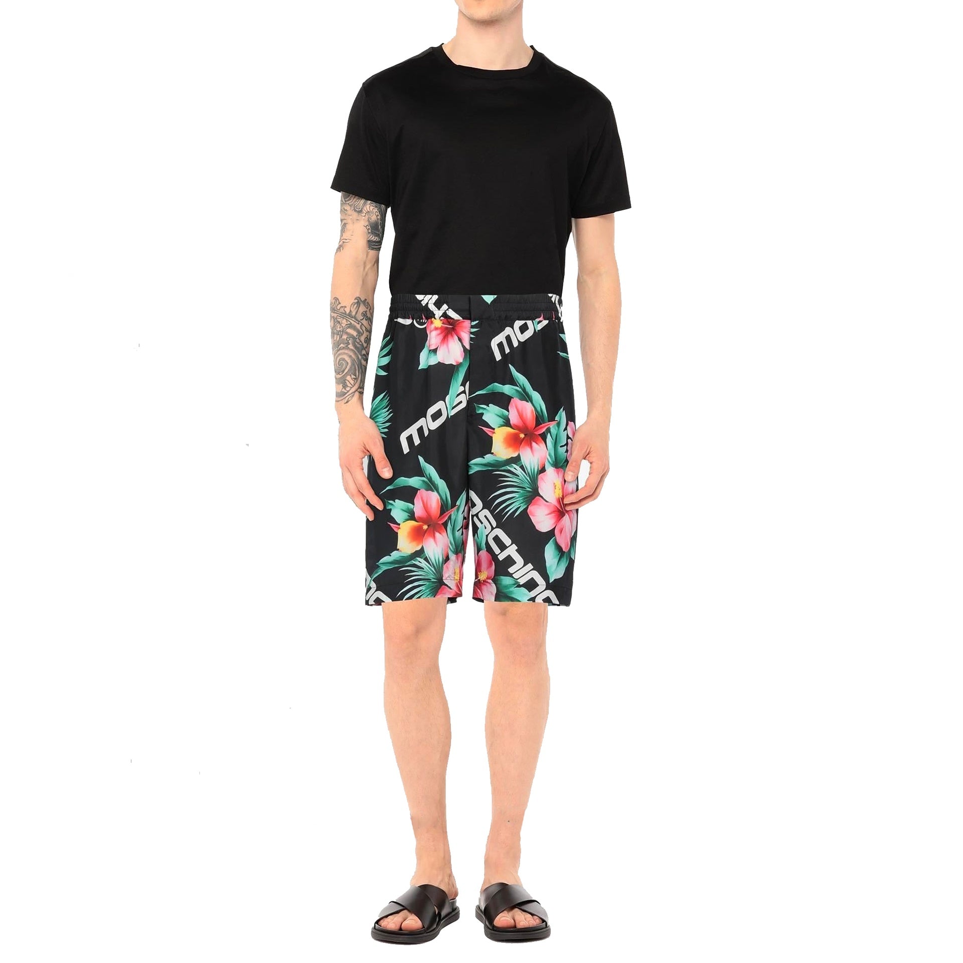 MOSCHINO COUTURE Floral Print Silk Mini Shorts for Men
