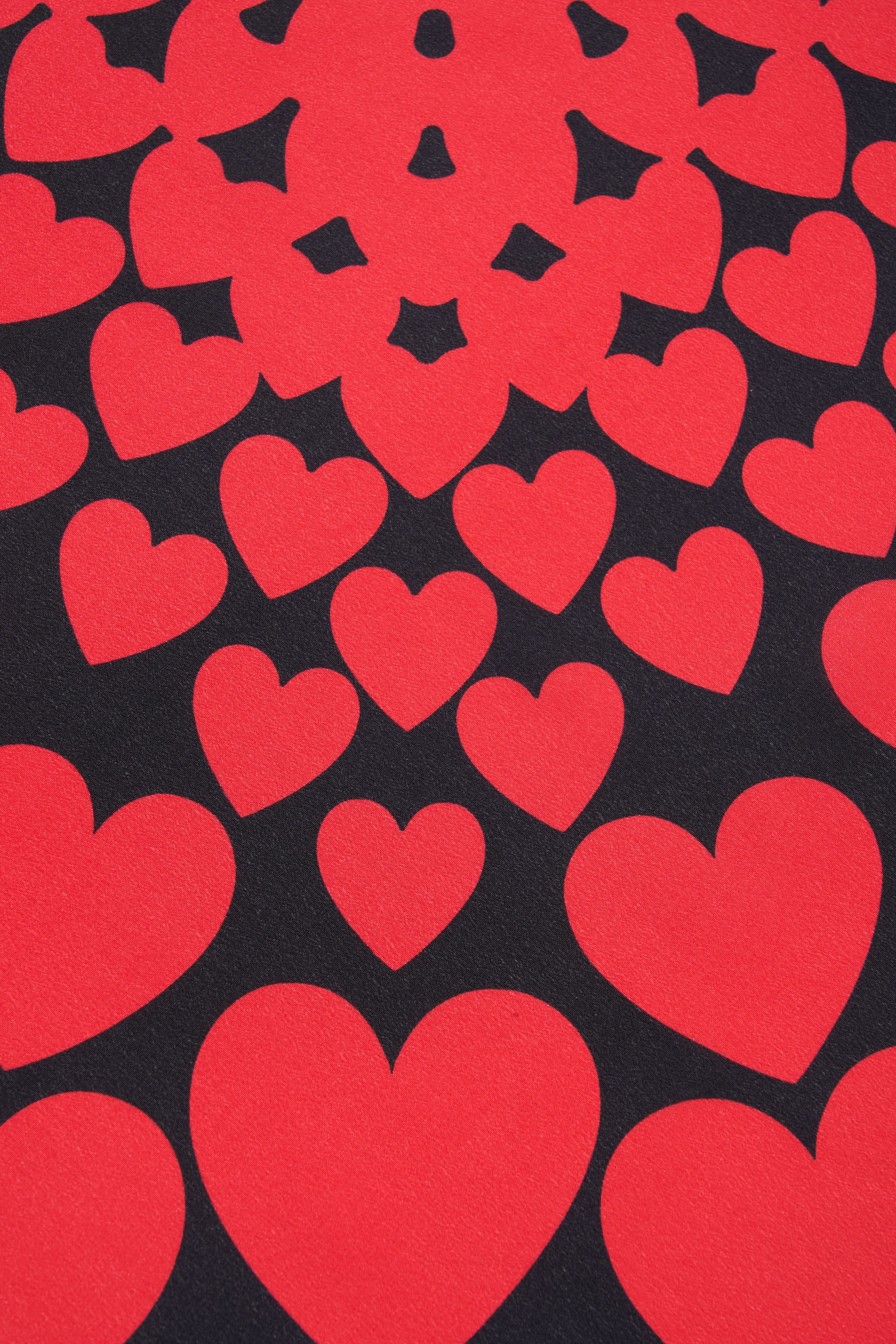 MOSCHINO Silk Scarf with Heart Print and Logo - 175 x 35 cm