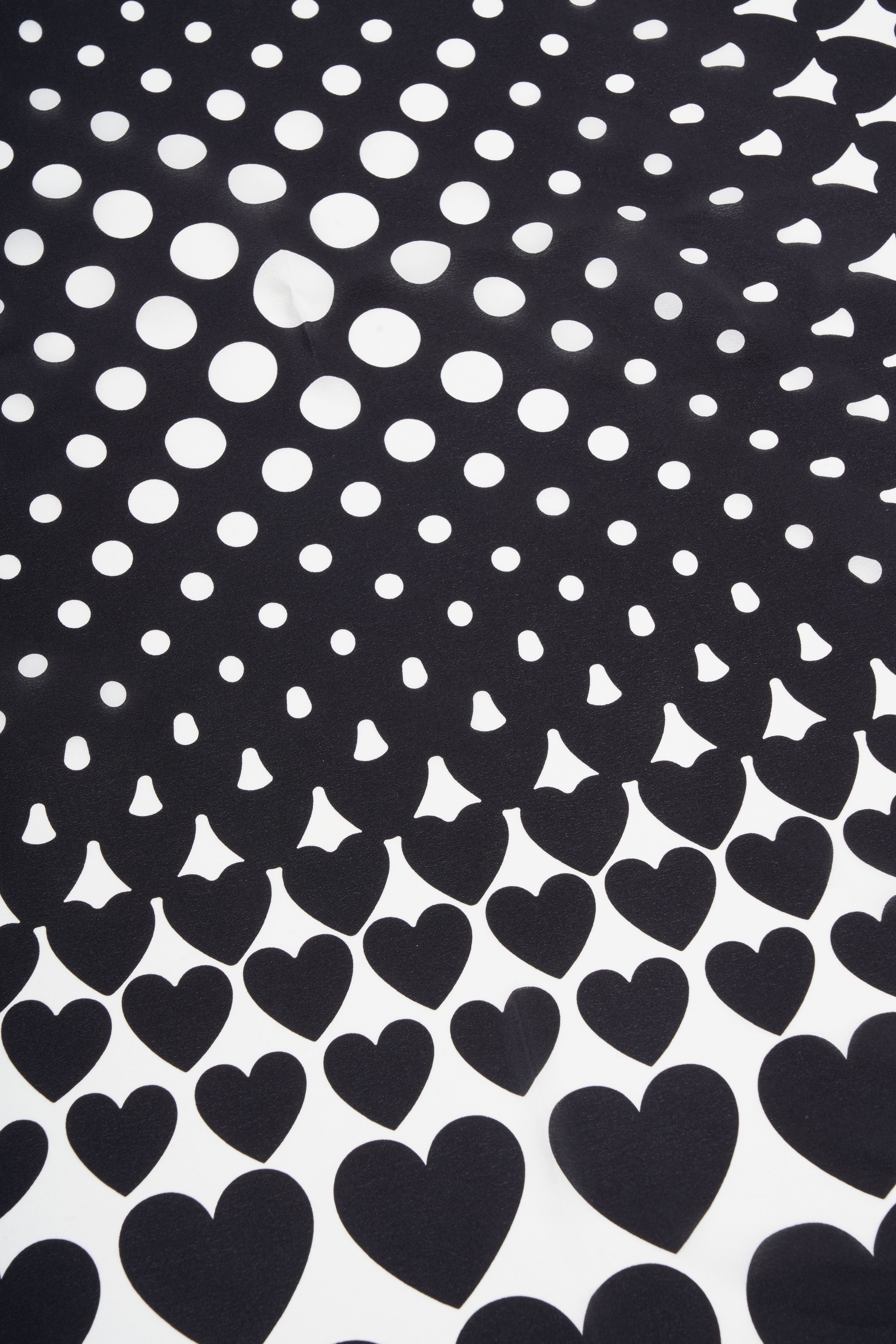 MOSCHINO Silk Scarf with Heart Print and Logo - 175 x 35 cm