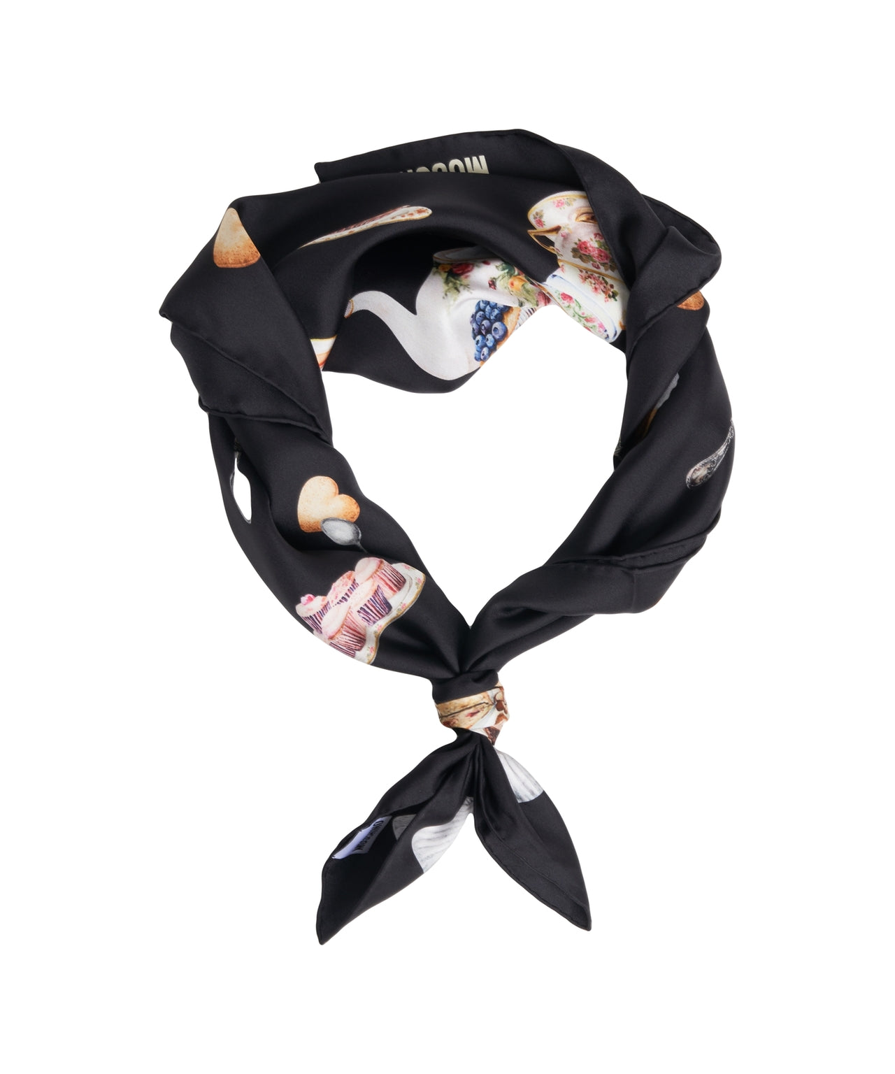 MOSCHINO Silk Scarf with Playful Print and 90 x 90 cm Dimensions