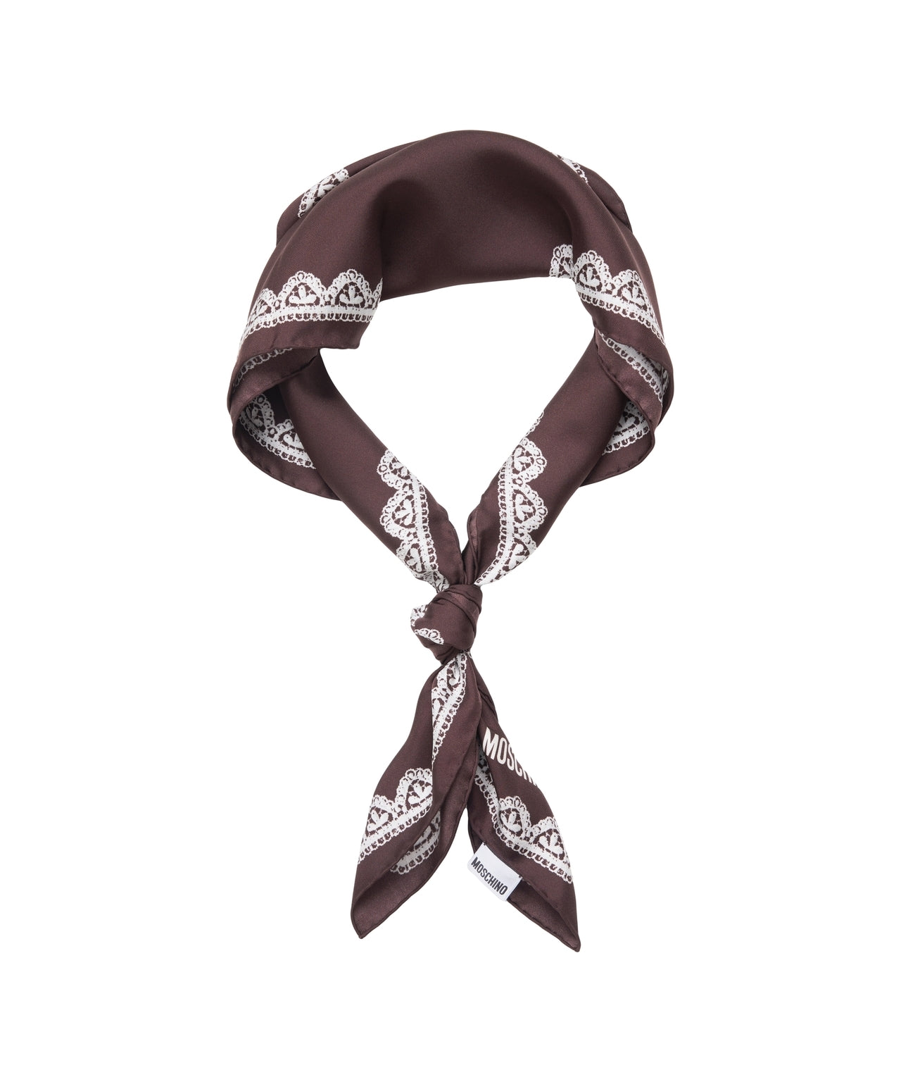 MOSCHINO Elegant Lace Pattern Silk Scarf (175 x 35 cm)