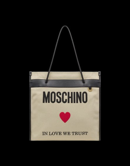 MOSCHINO Shopping Handbag with Logo and Slogan