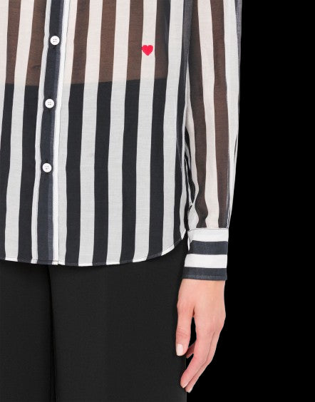 MOSCHINO Chic Striped Shirt with Heart Embroidery