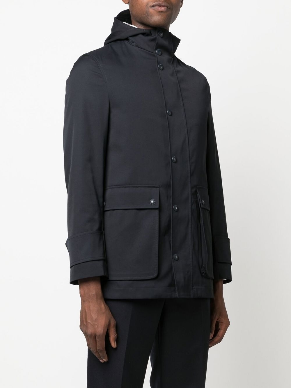 THOM BROWNE Simplified Snap Front Rain Parka Jacket