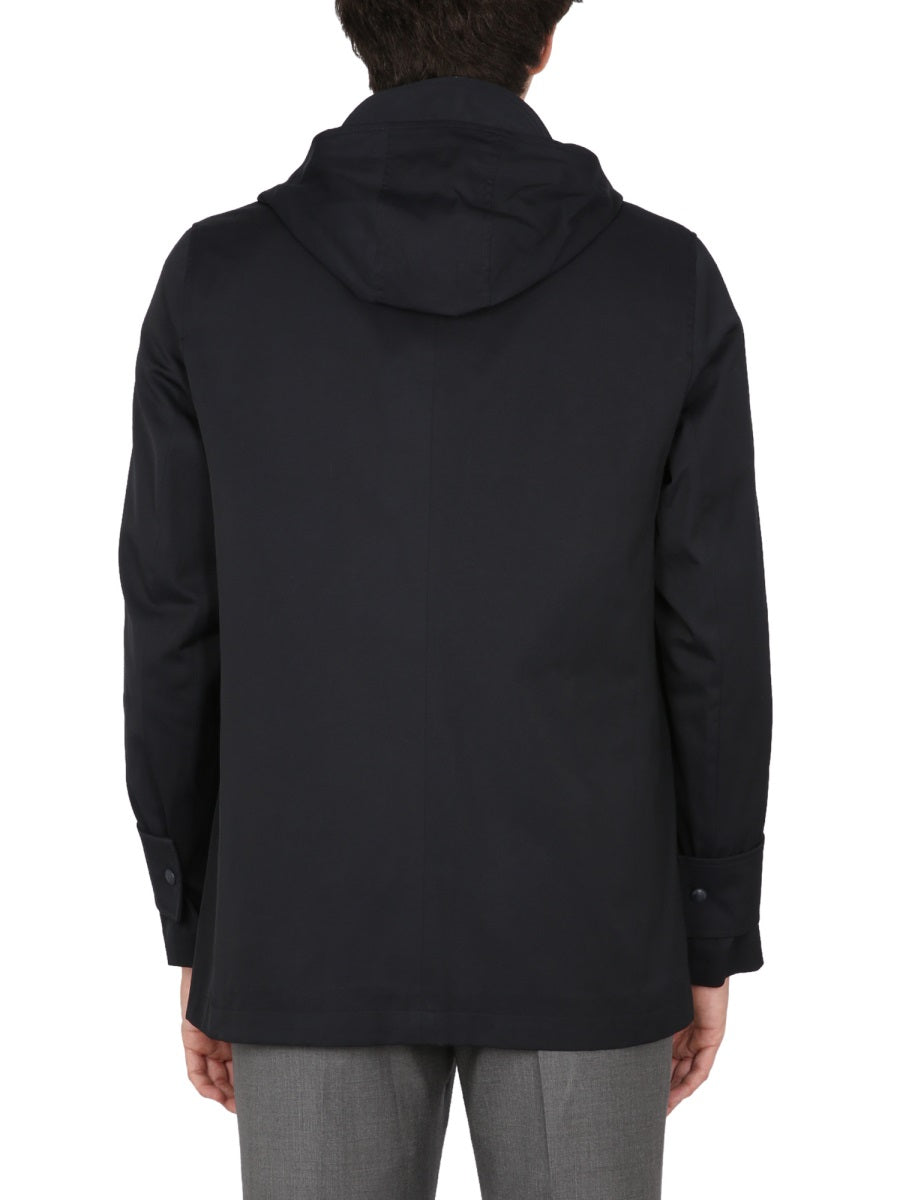 THOM BROWNE High Neck Hooded Parka Jacket for Men