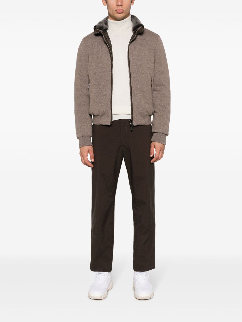 MOORER Quilted Goose Down Padded Bomber Jacket