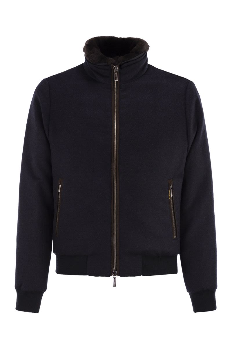 MOORER Men's Padded Bomber Jacket - Hybrid Wool & Cashmere