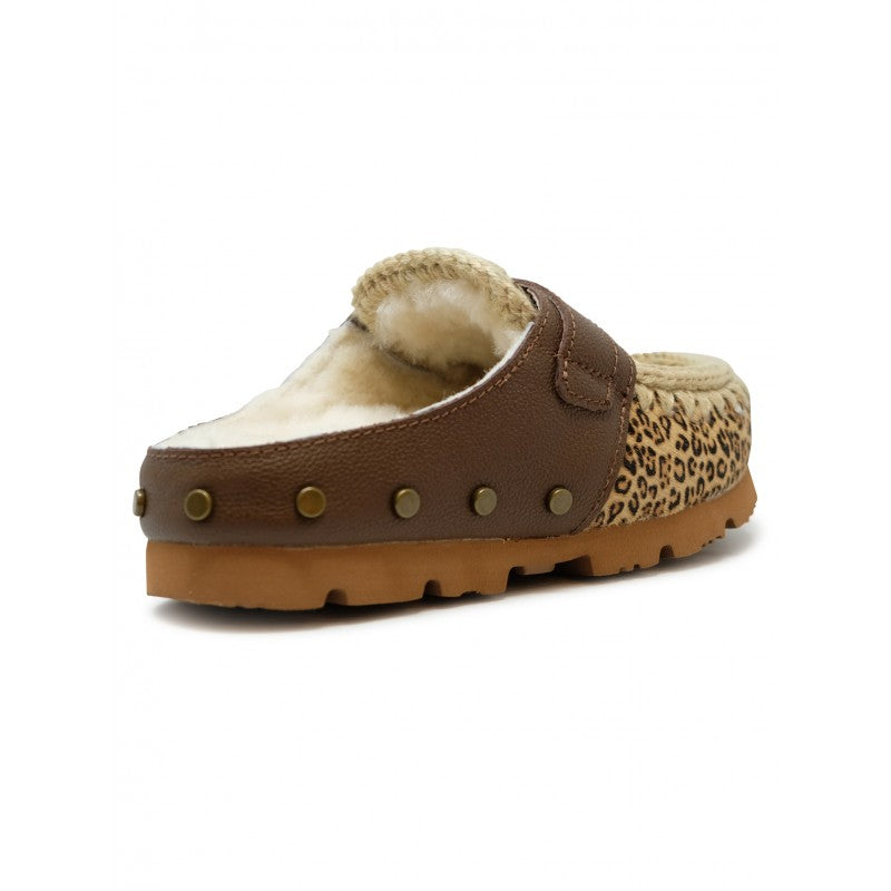 MOU Winter Bio Ponyskin Leather Wool Rubber Clog