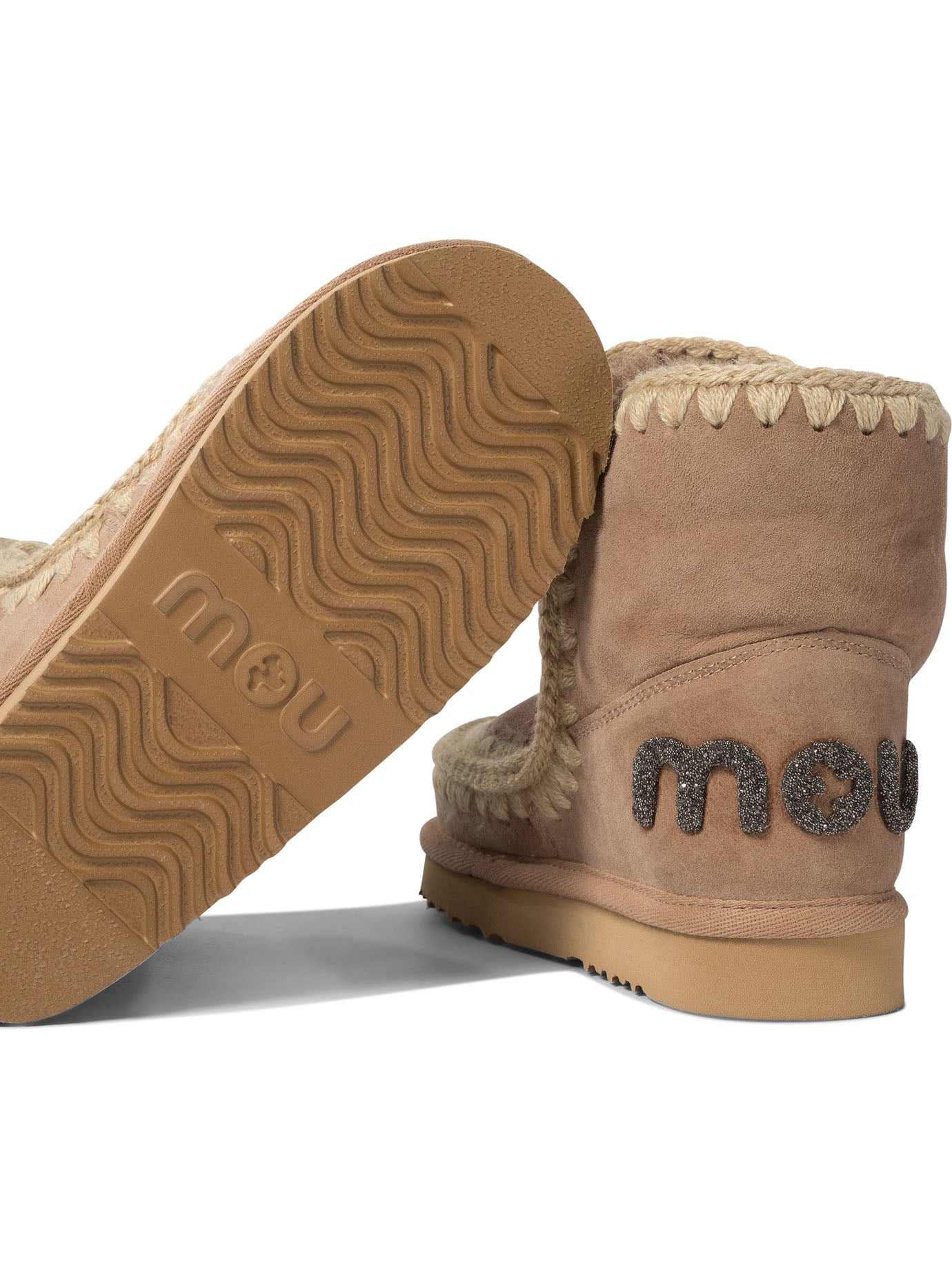 MOU Stylish Eskimo 18 Glitter Logo Ankle Boots for Women
