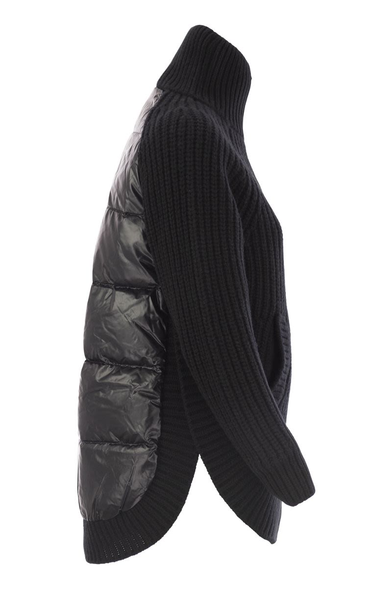 HERNO Wool Jacket with High Collar and Double-Slider Zipper Closure