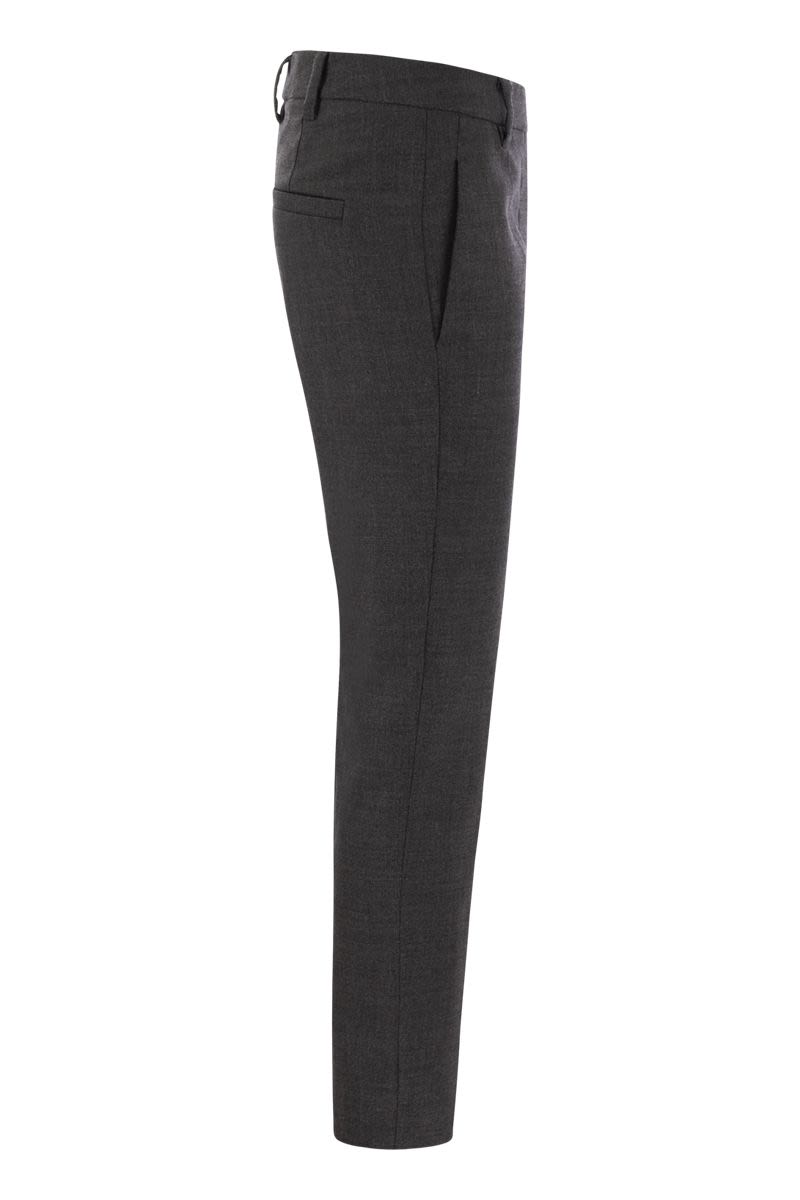 BRUNELLO CUCINELLI Elegant Stretch Wool Cigarette Trousers with Embellished Detail